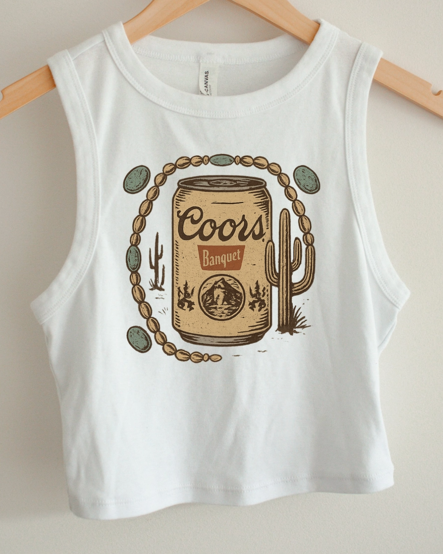 Old School Beer Crop Tank
