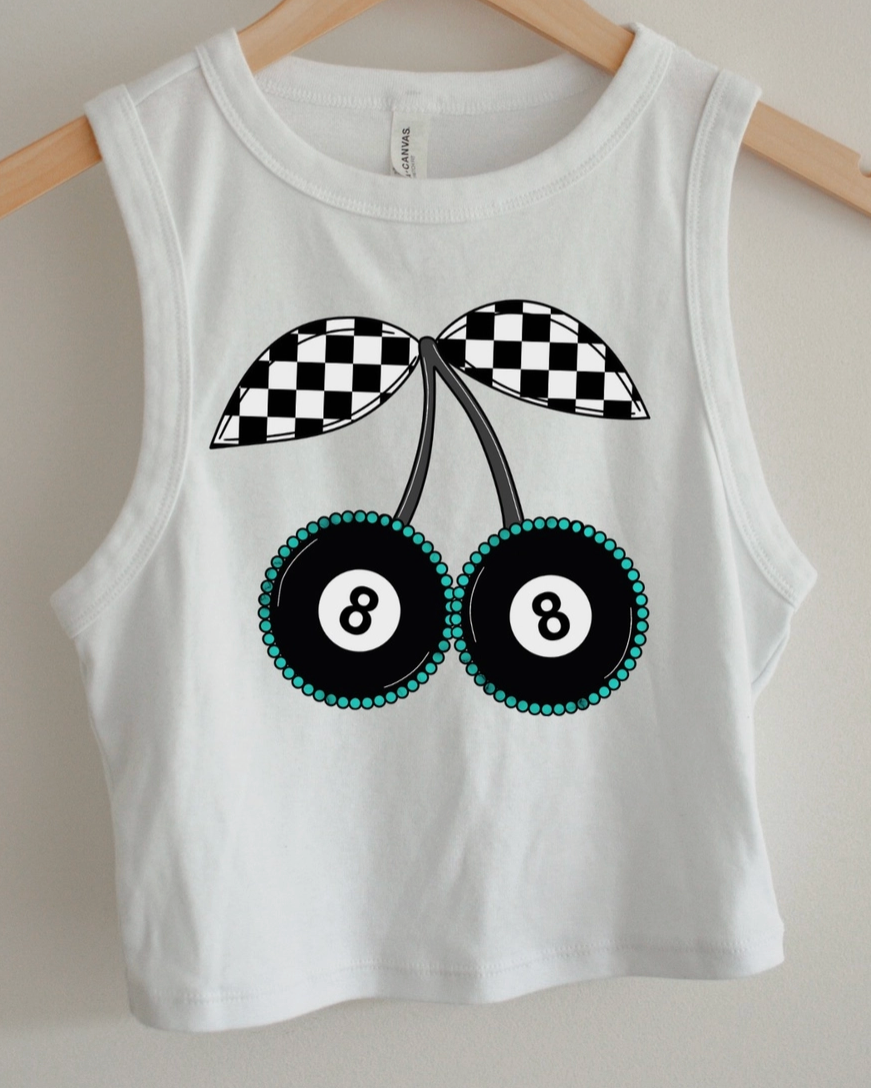8 Ball Cherries Crop Tank