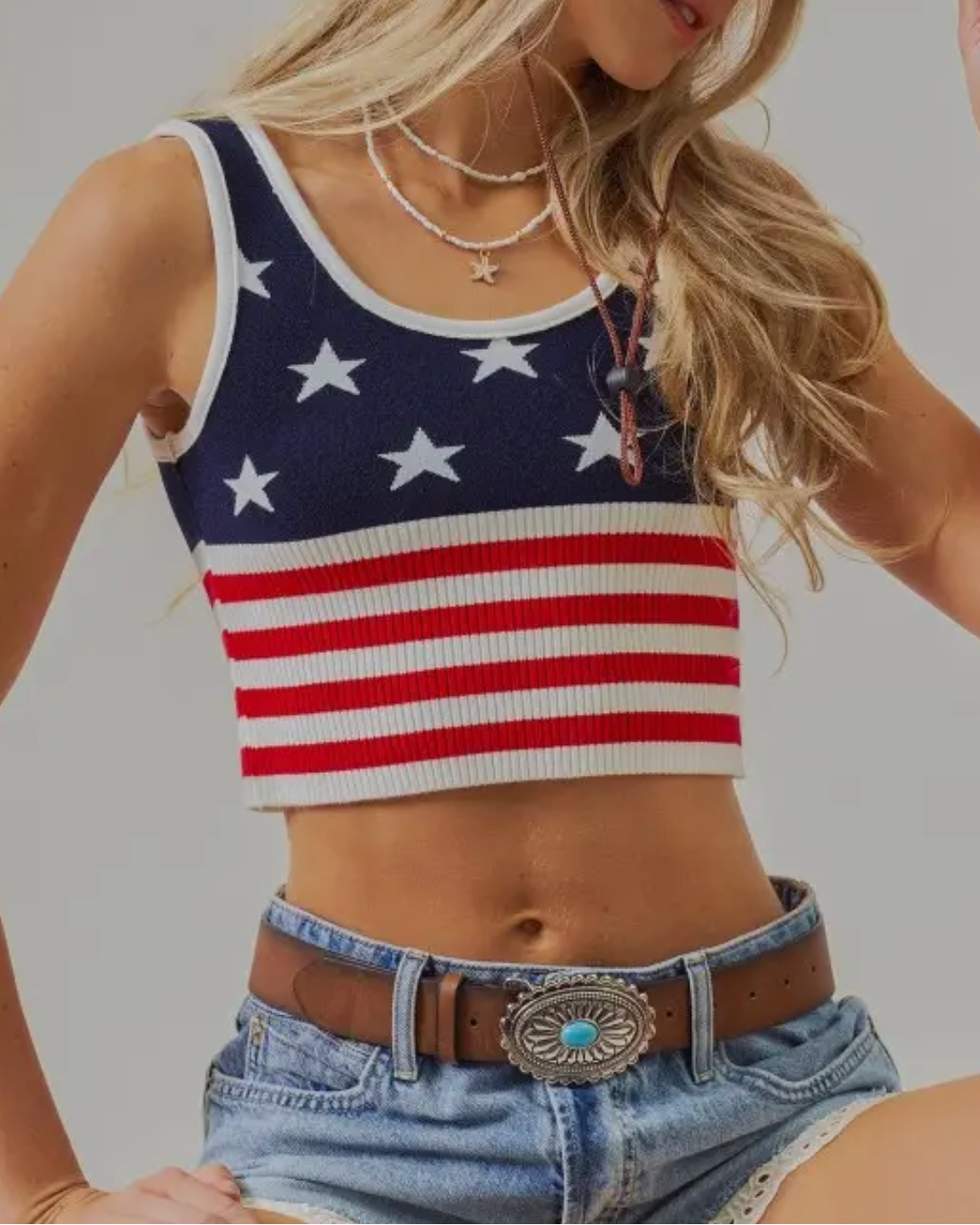 Flag Knit Crop Tank