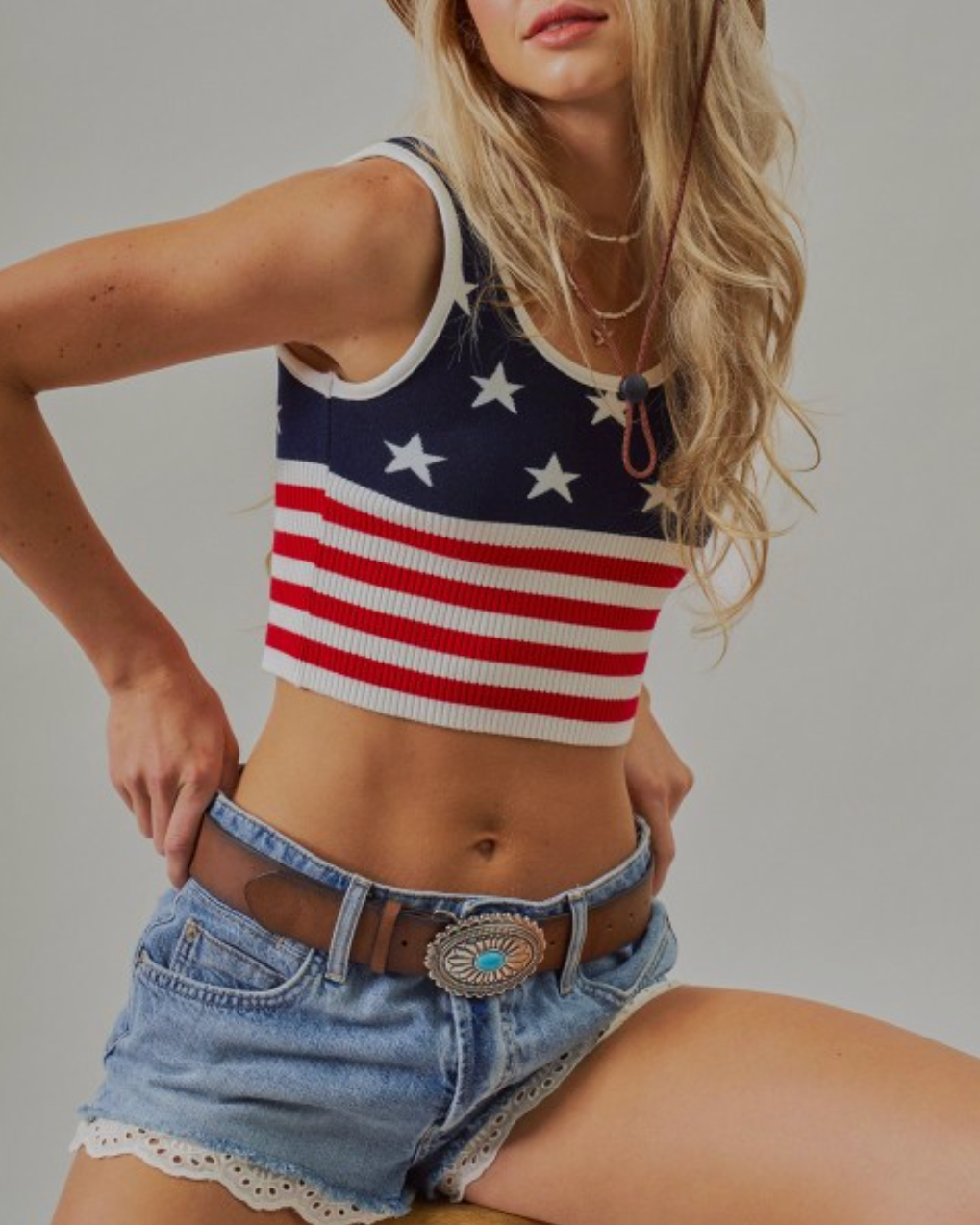 Flag Knit Crop Tank