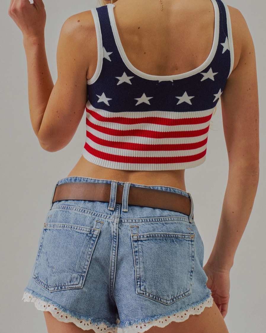 Flag Knit Crop Tank
