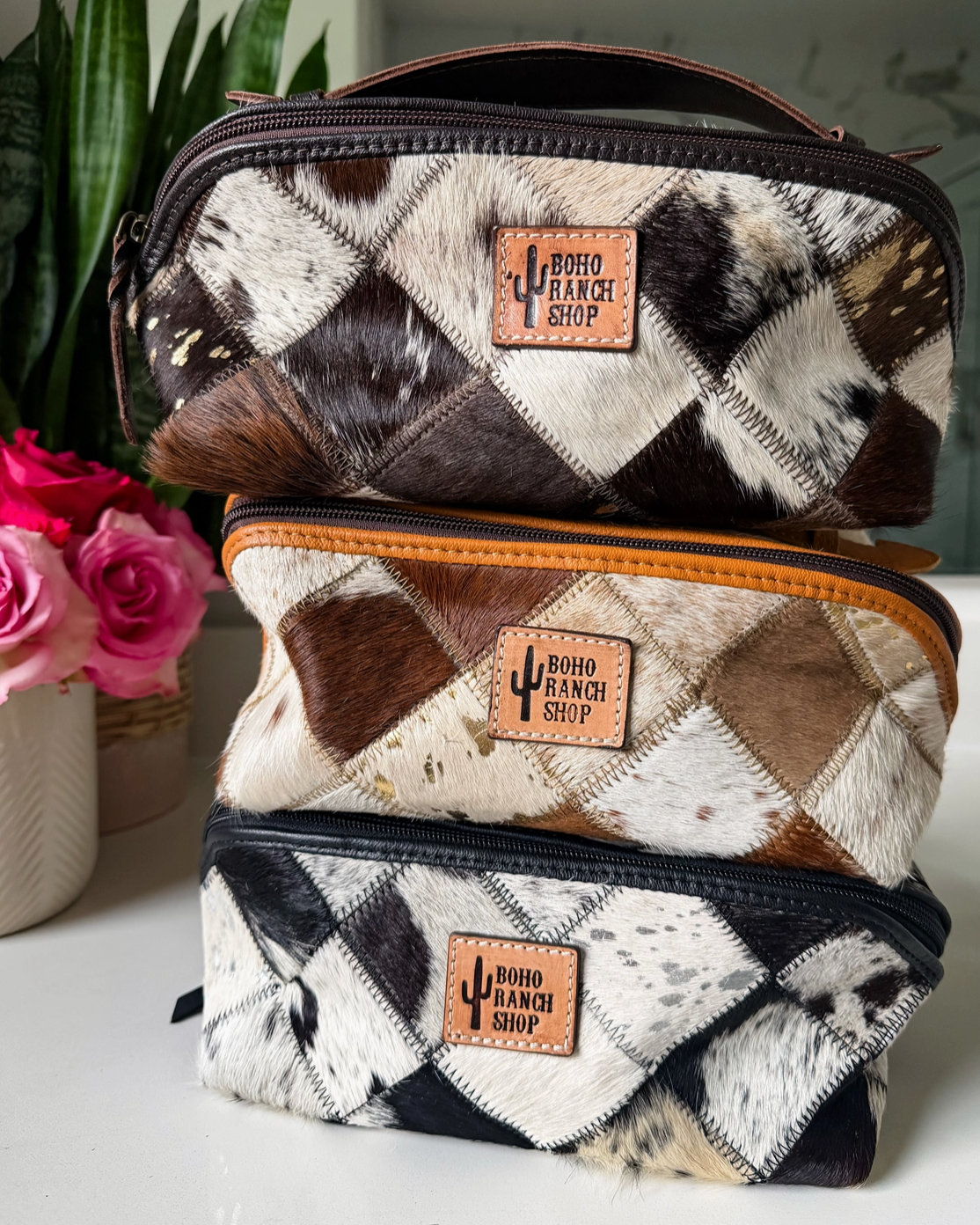 Ella Cowhide Makeup Bag
