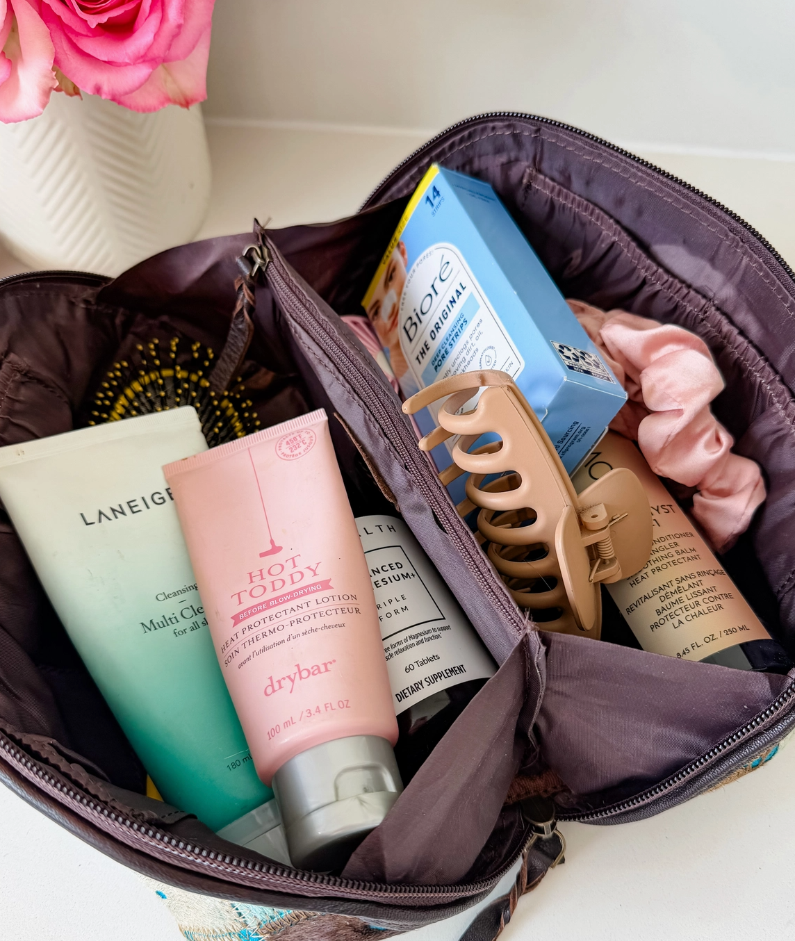 Ella Cowhide Makeup Bag