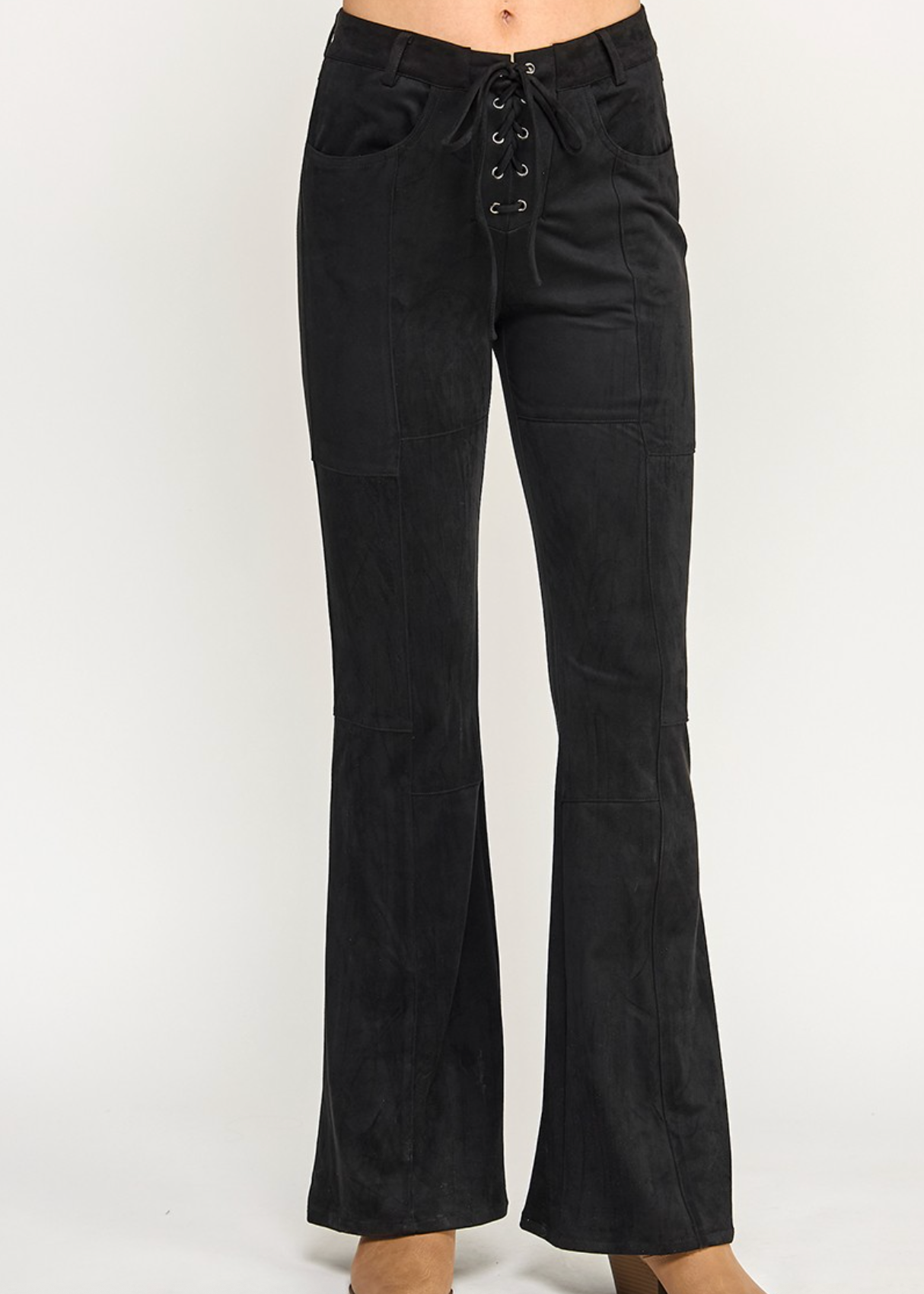 Lace Up Flare - Black