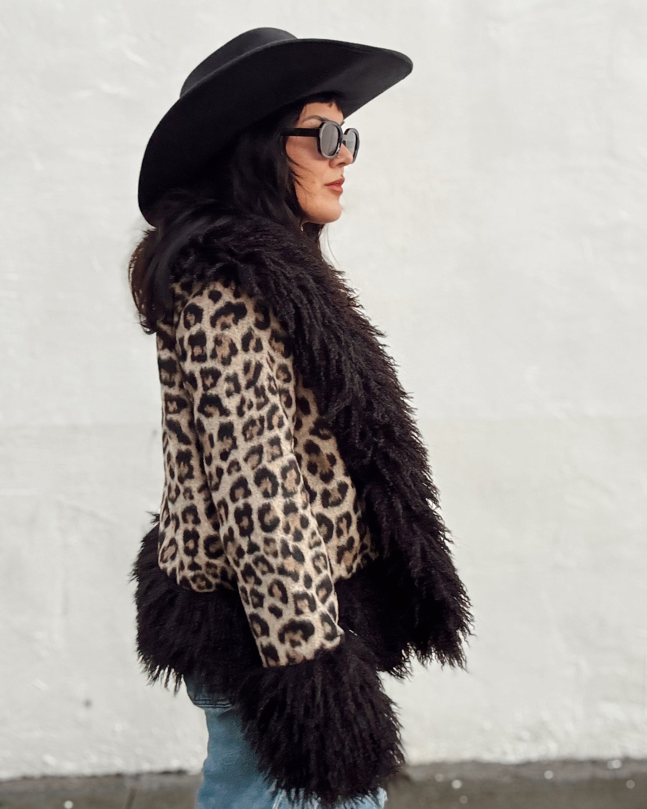 Fur Trim Leopard Jacket