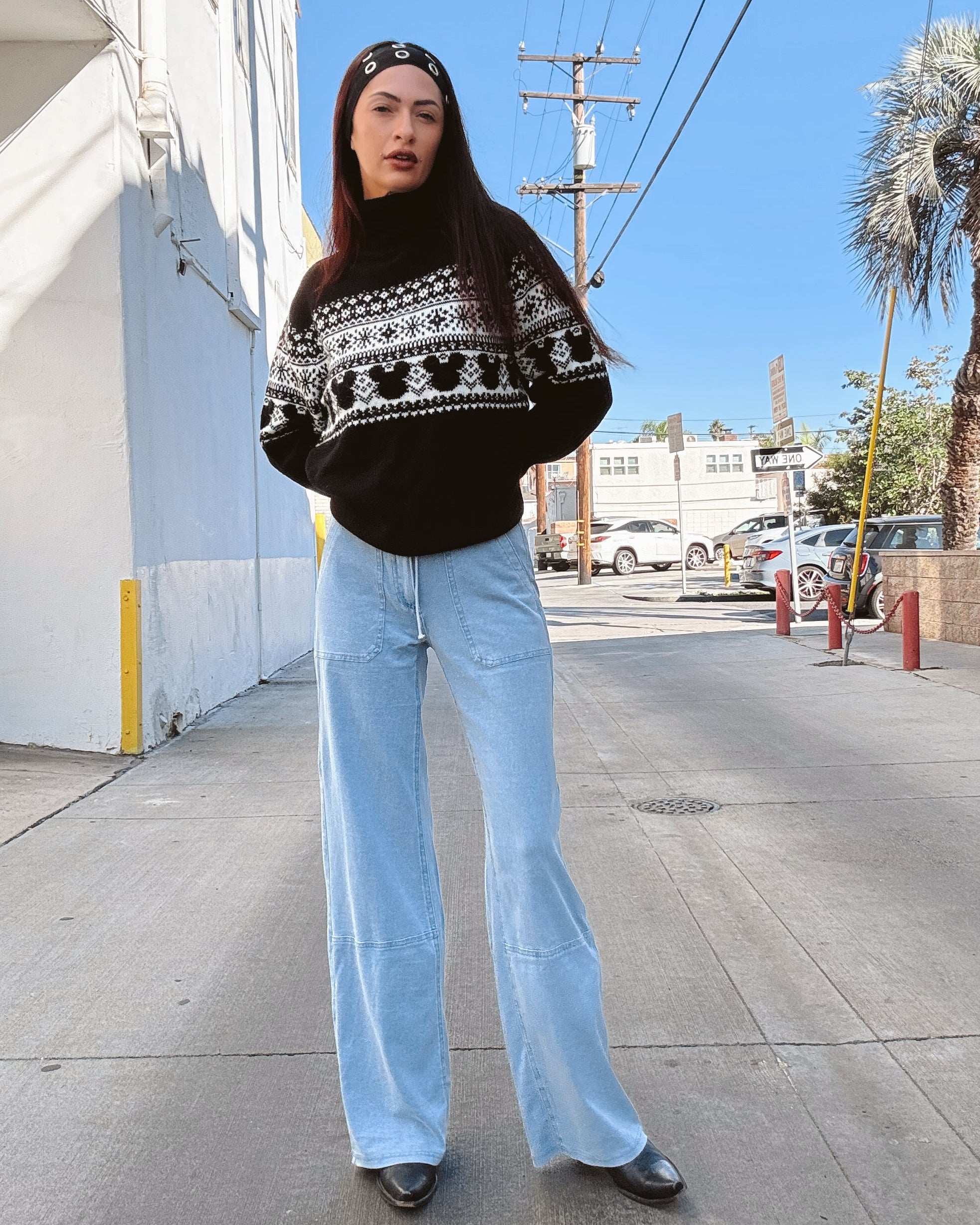 Washed Denim Pants - Blue