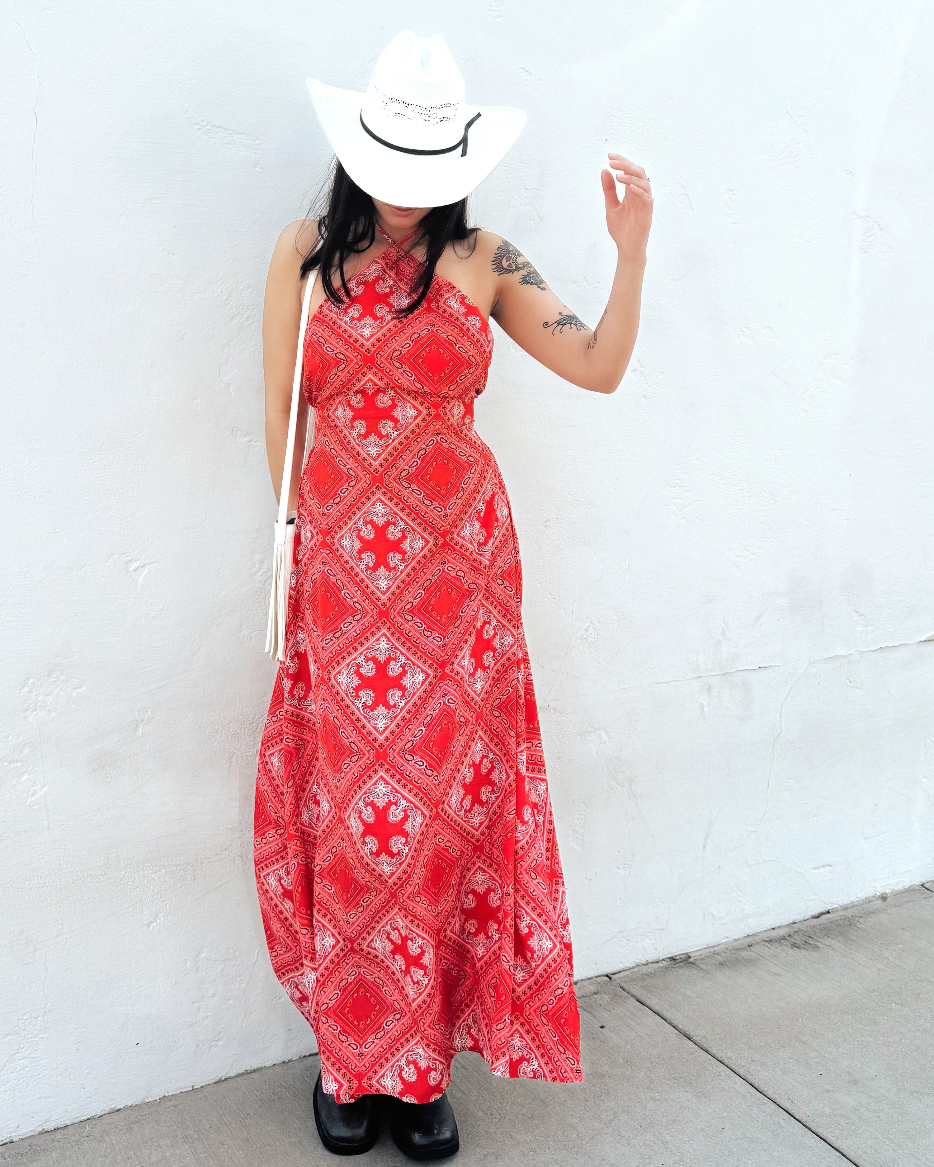 Bandana Print Midi Dress