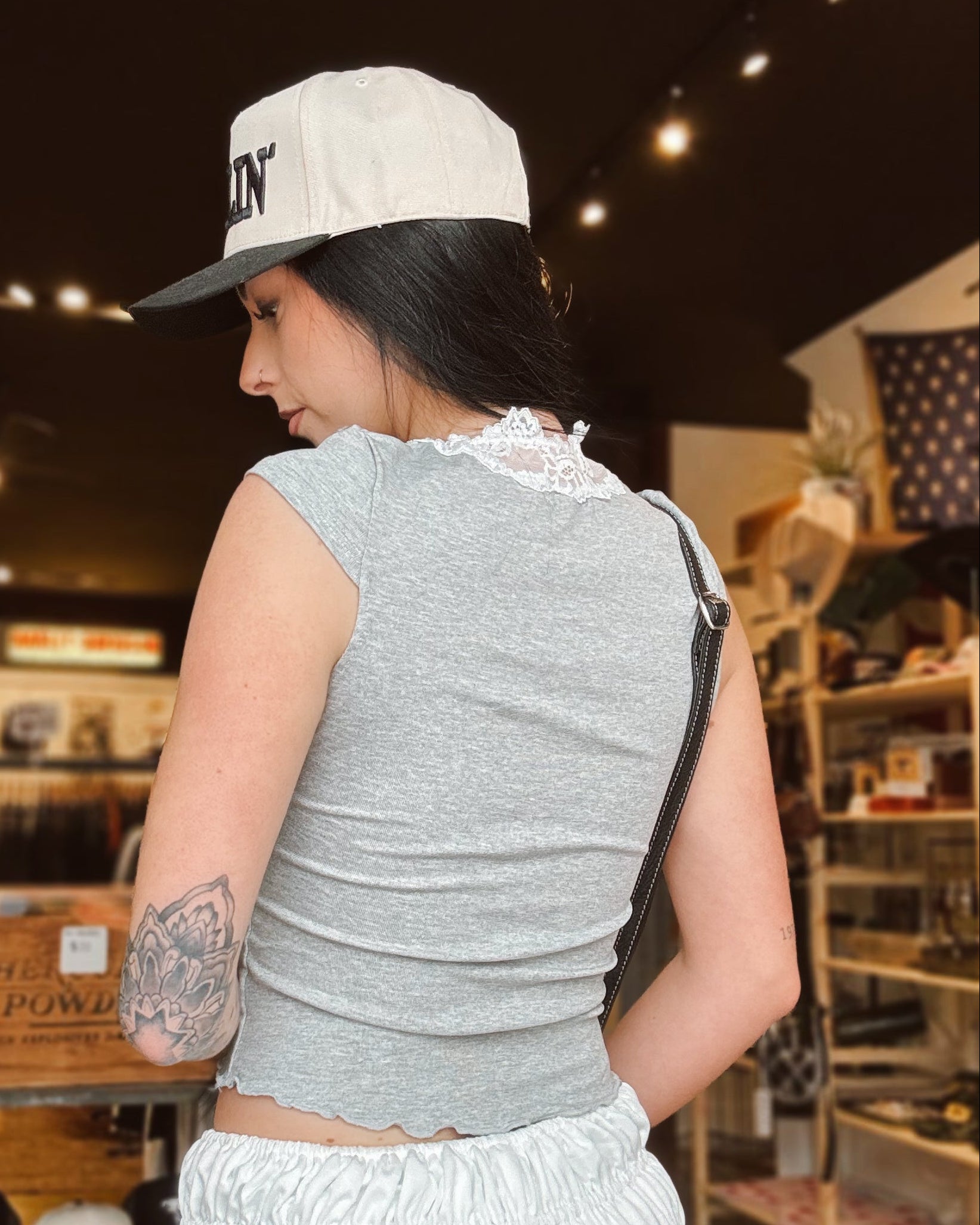 Lace Trim Crop Tee