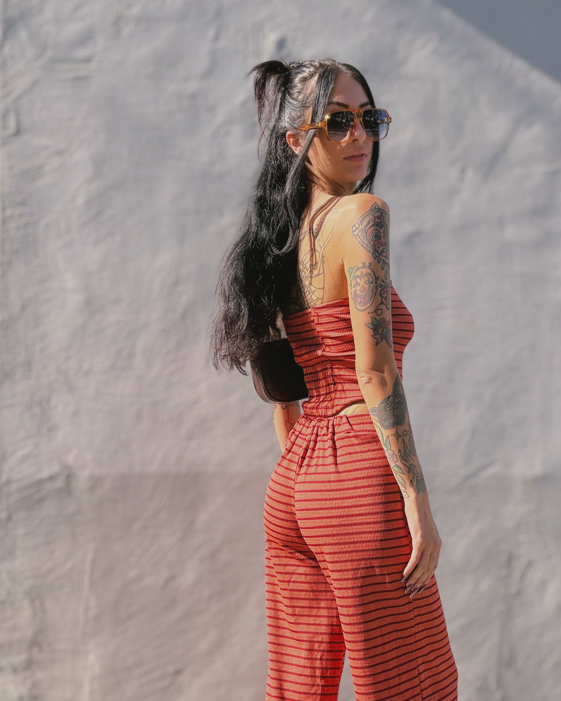 Stripe Tube Top Set - Rose