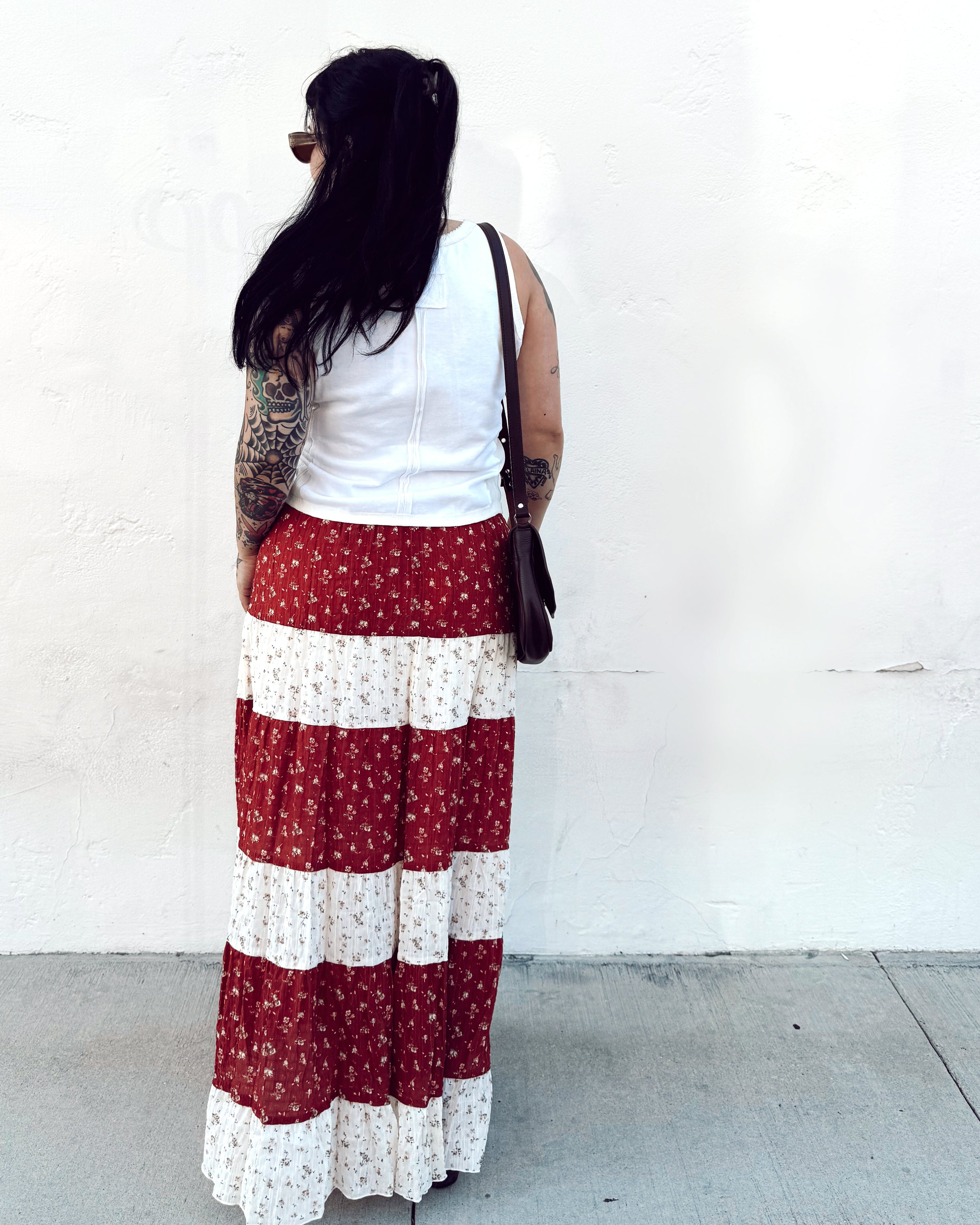 Tiered Floral Maxi Skirt