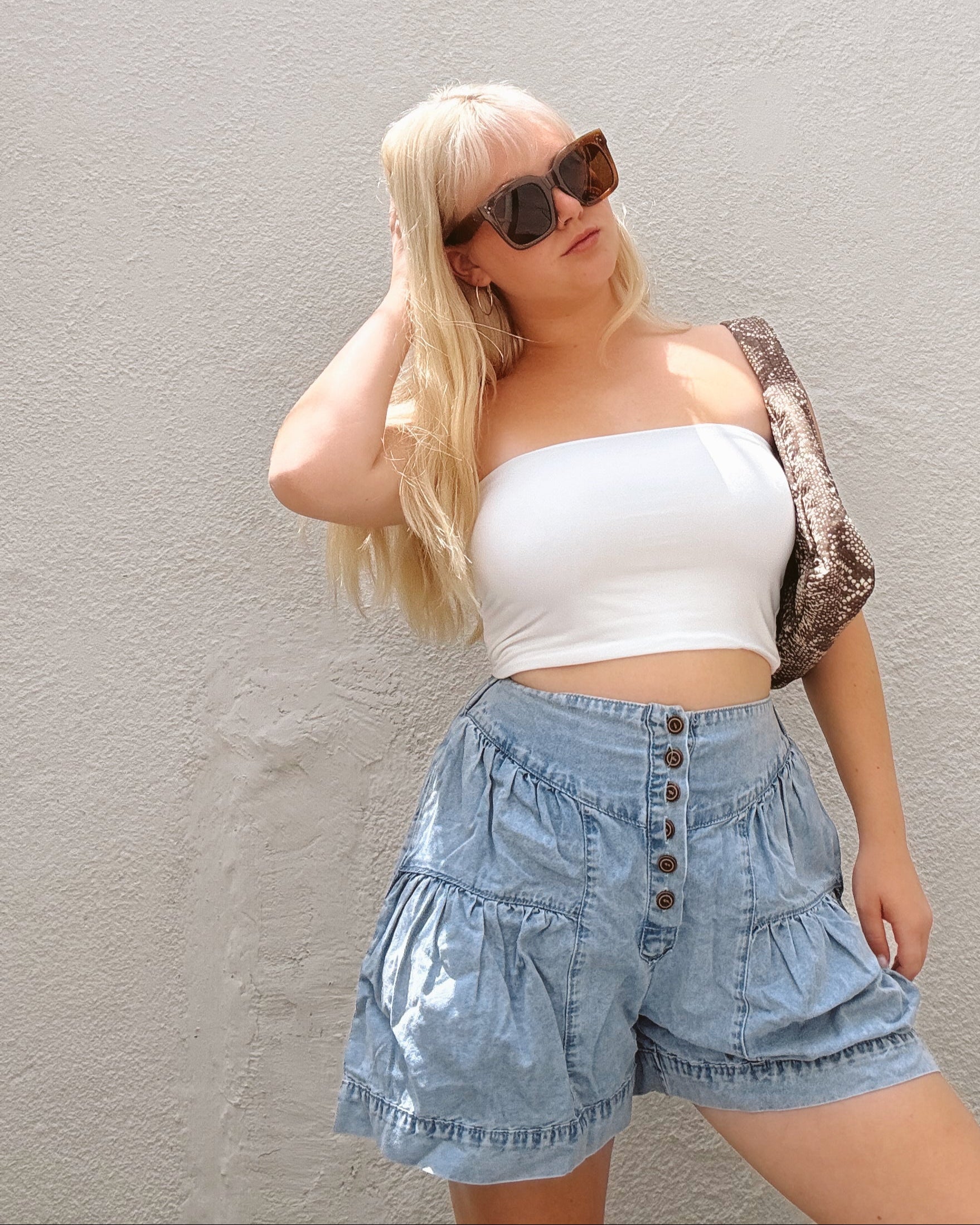 Denim Button Front Skort