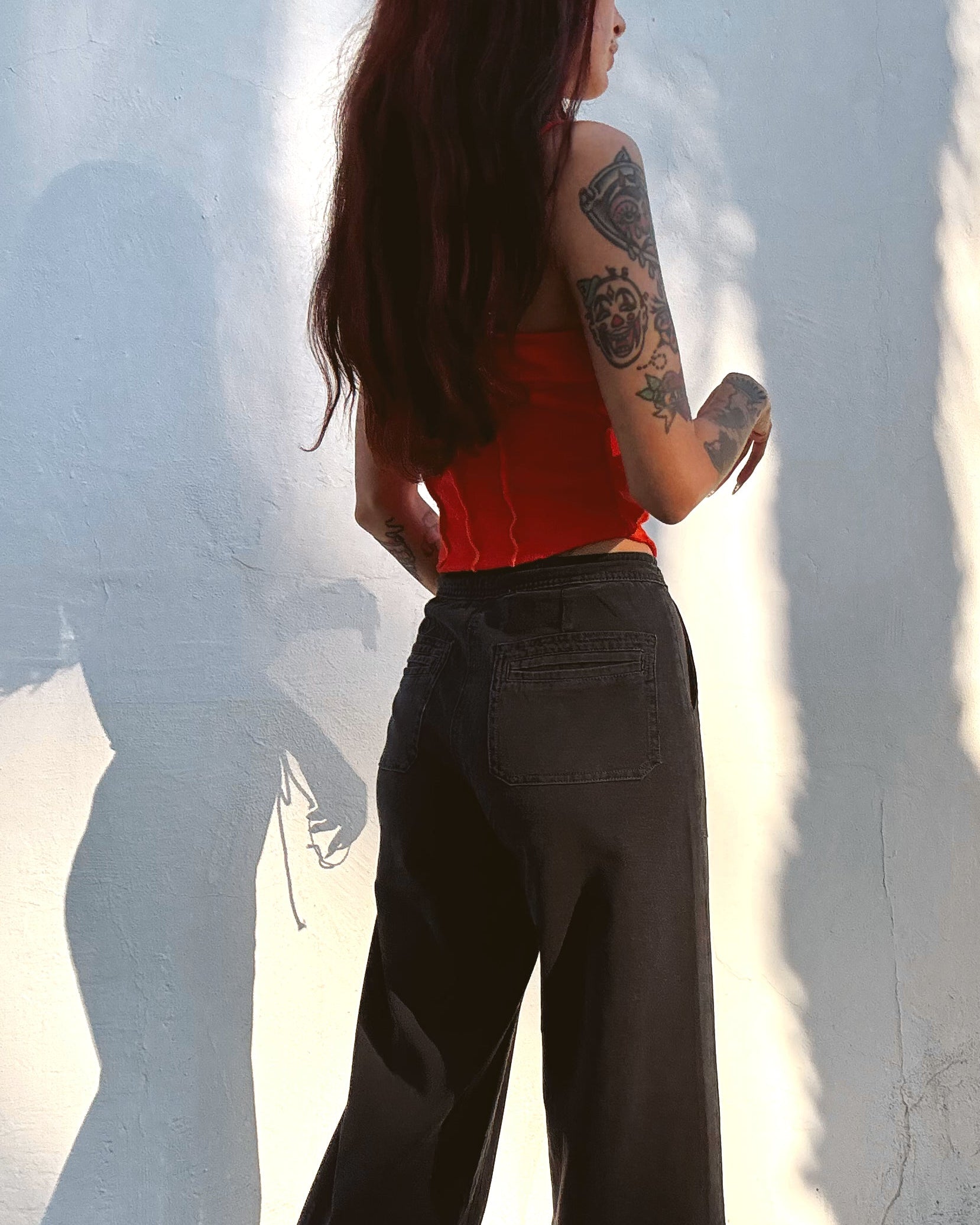 Washed Denim Pants - Black