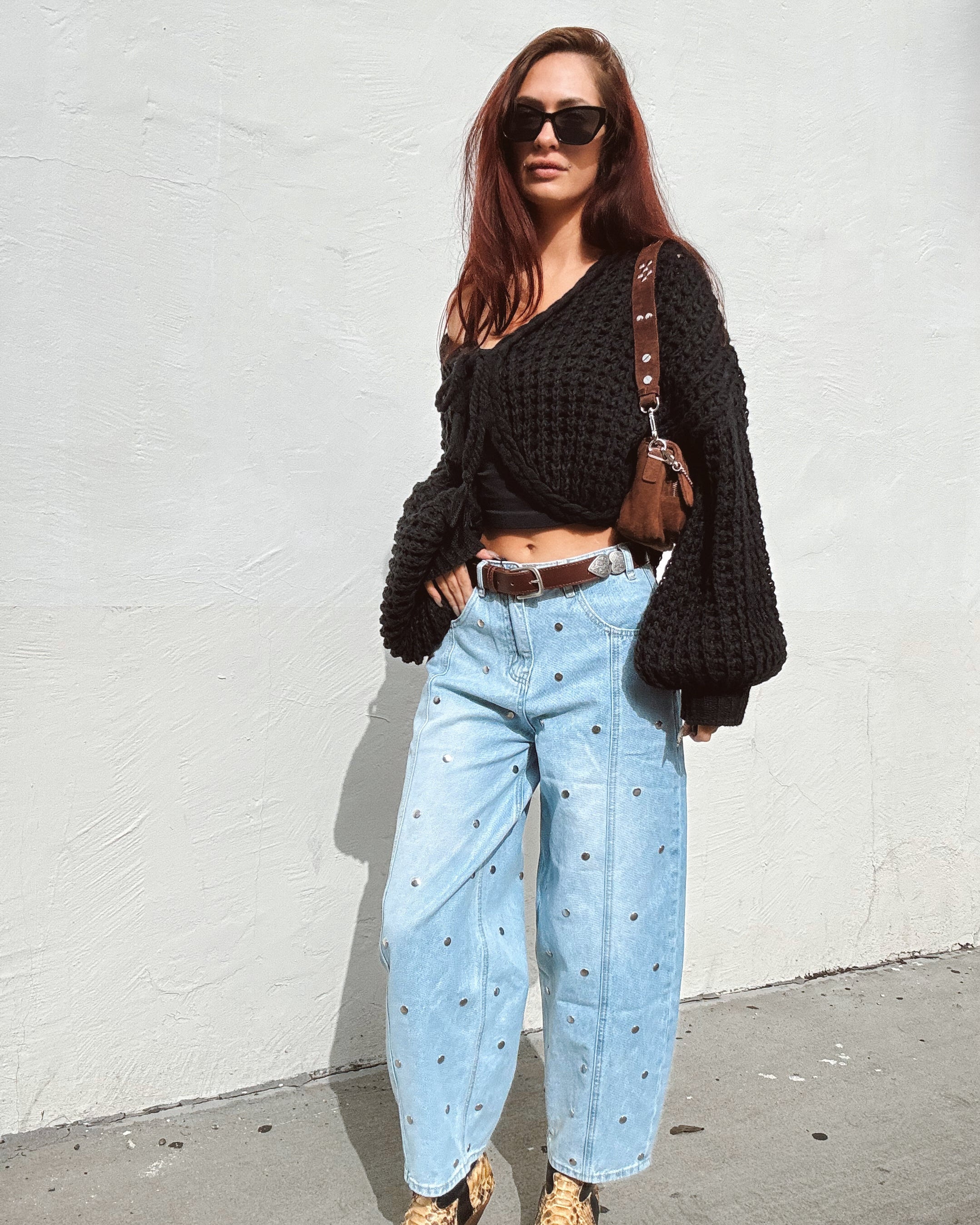 Studded Barrel Jeans