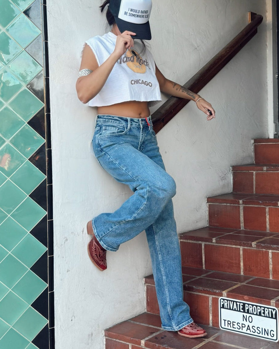 Classic Straight Leg Jeans - Burnout