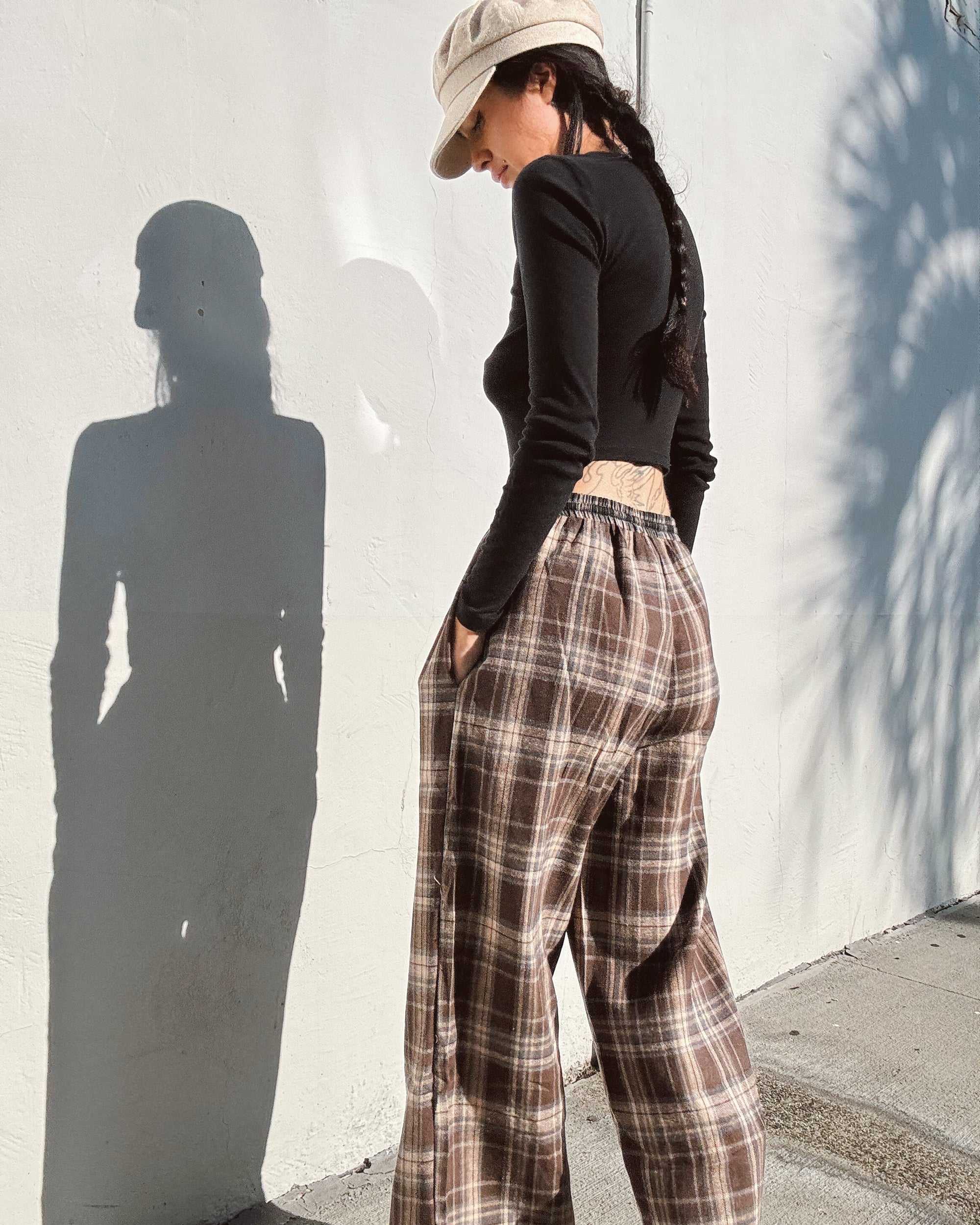 Wide Leg Plaid Pant