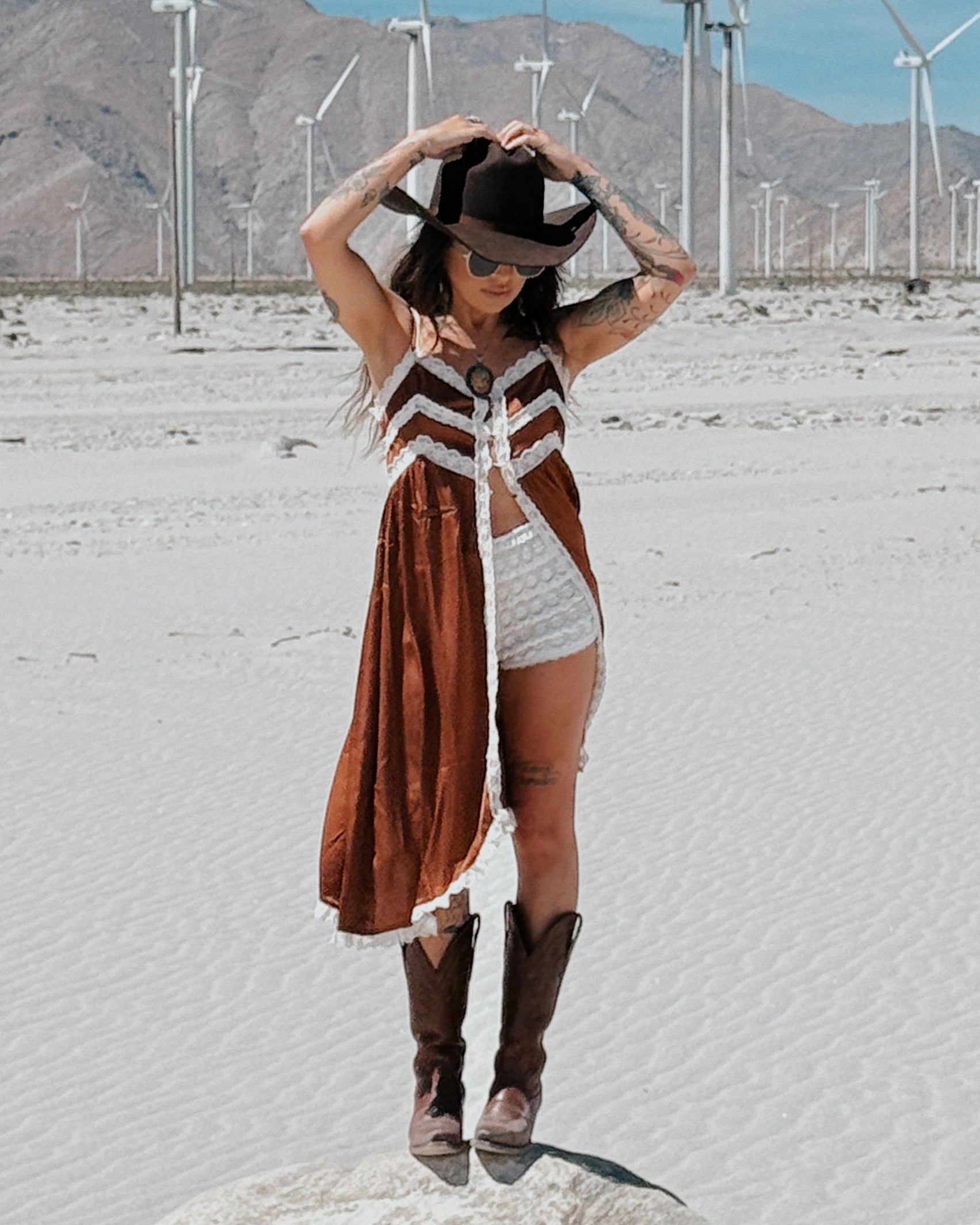 Lace Trim Maxi Cami Top - Chestnut