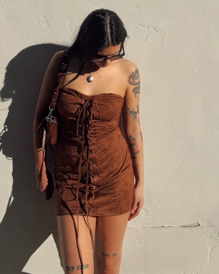 Western Lover Mini Dress - Burnout