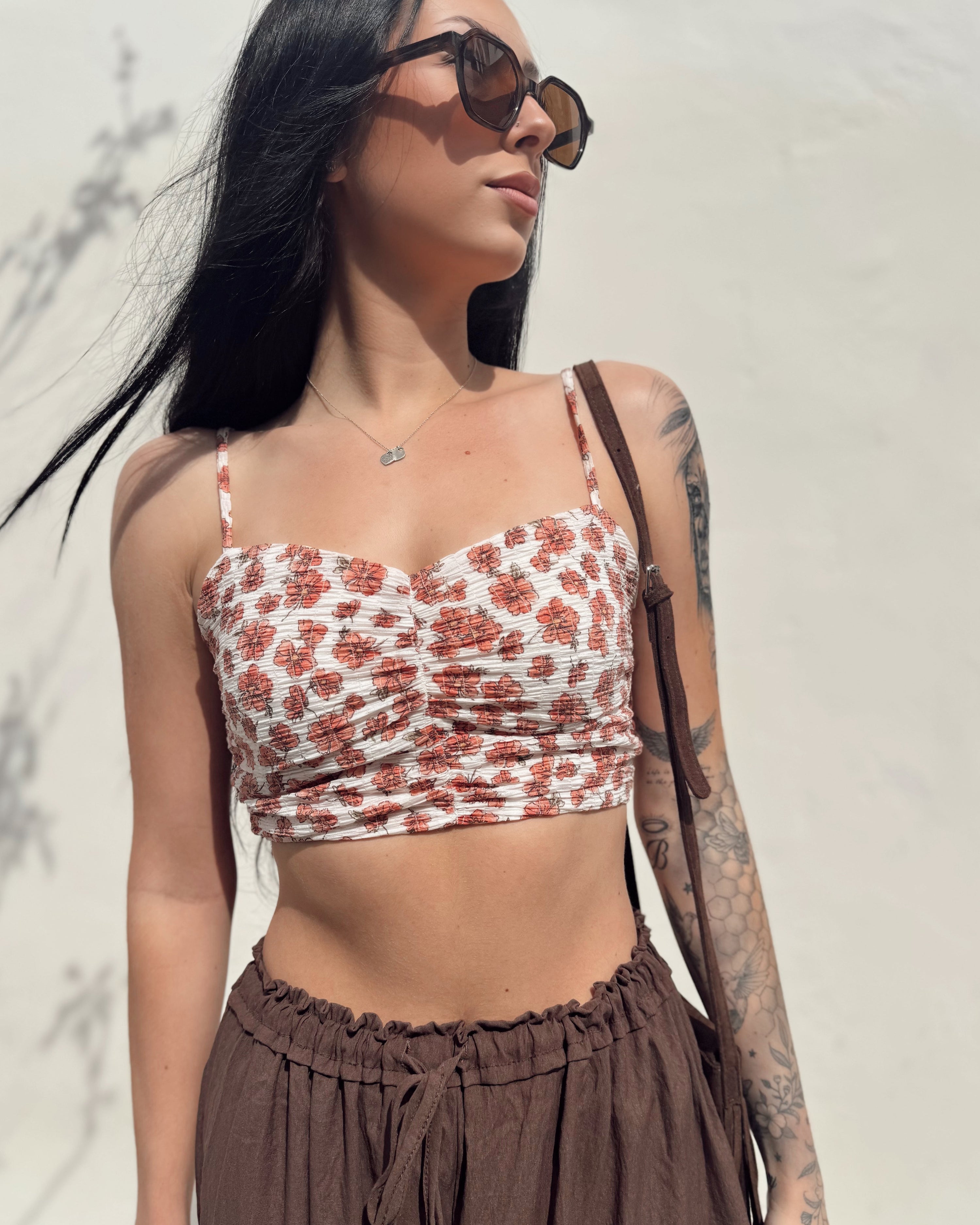 Floral Ruched Cami Top