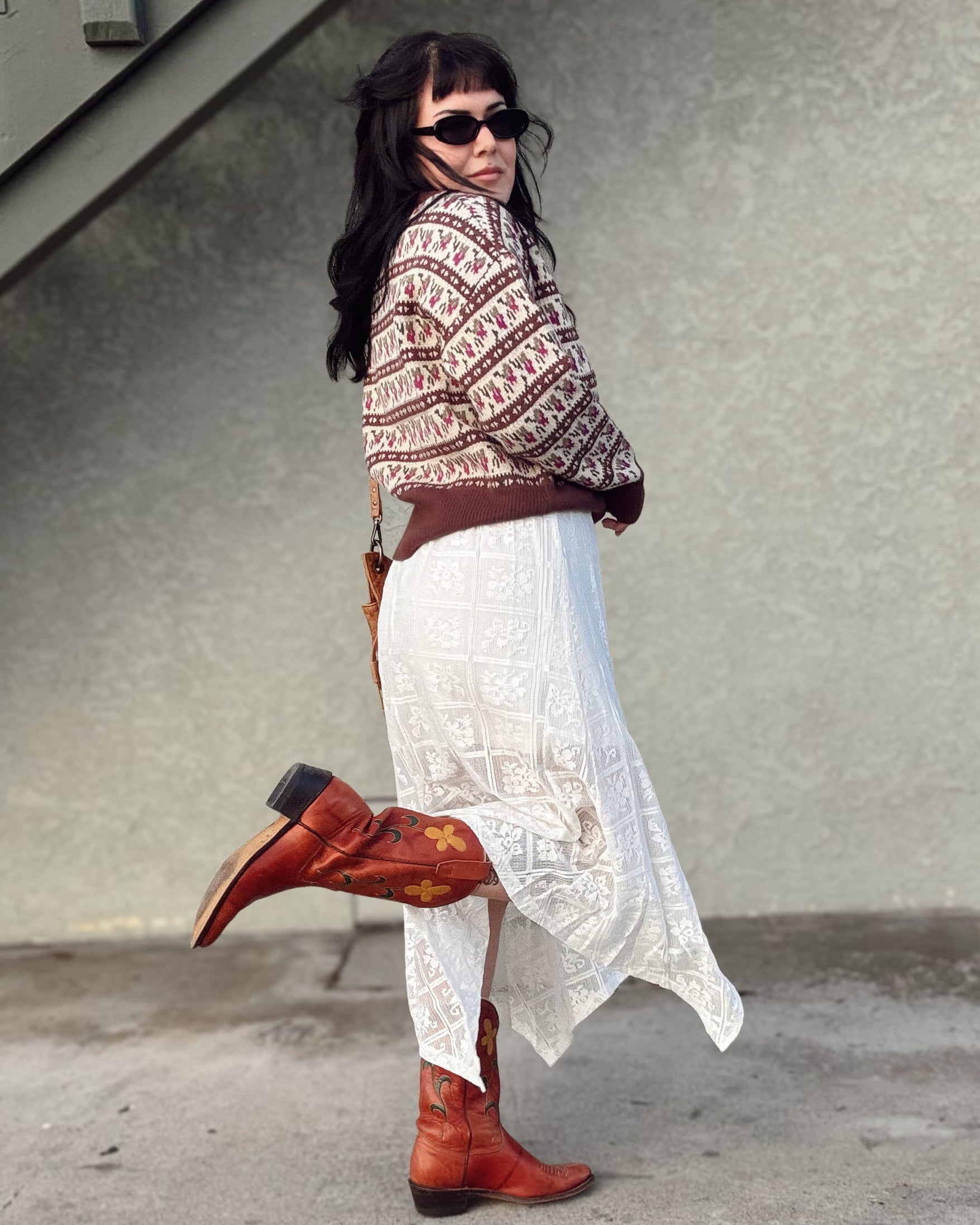 Lace Handkerchief Midi Skirt