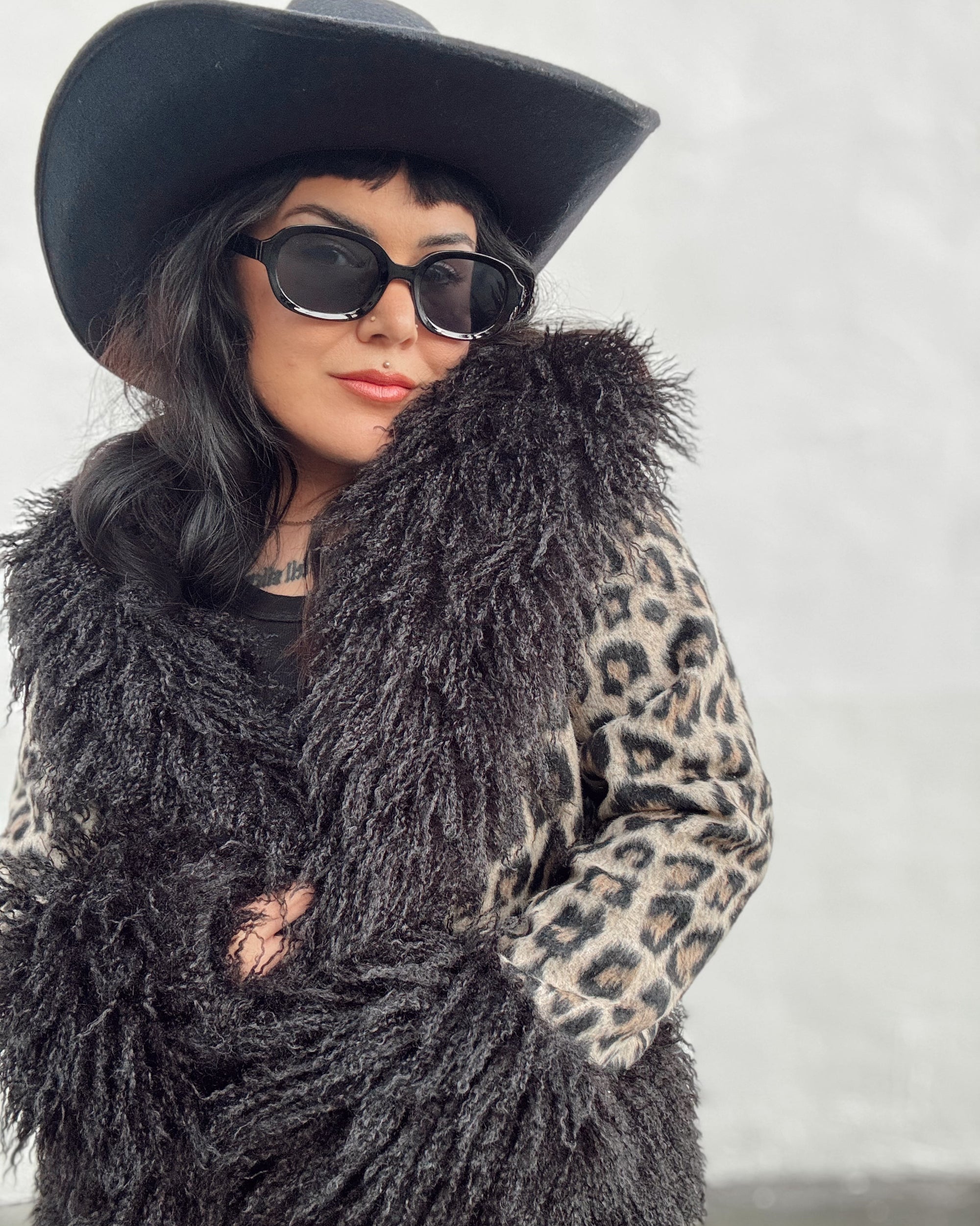 Fur Trim Leopard Jacket