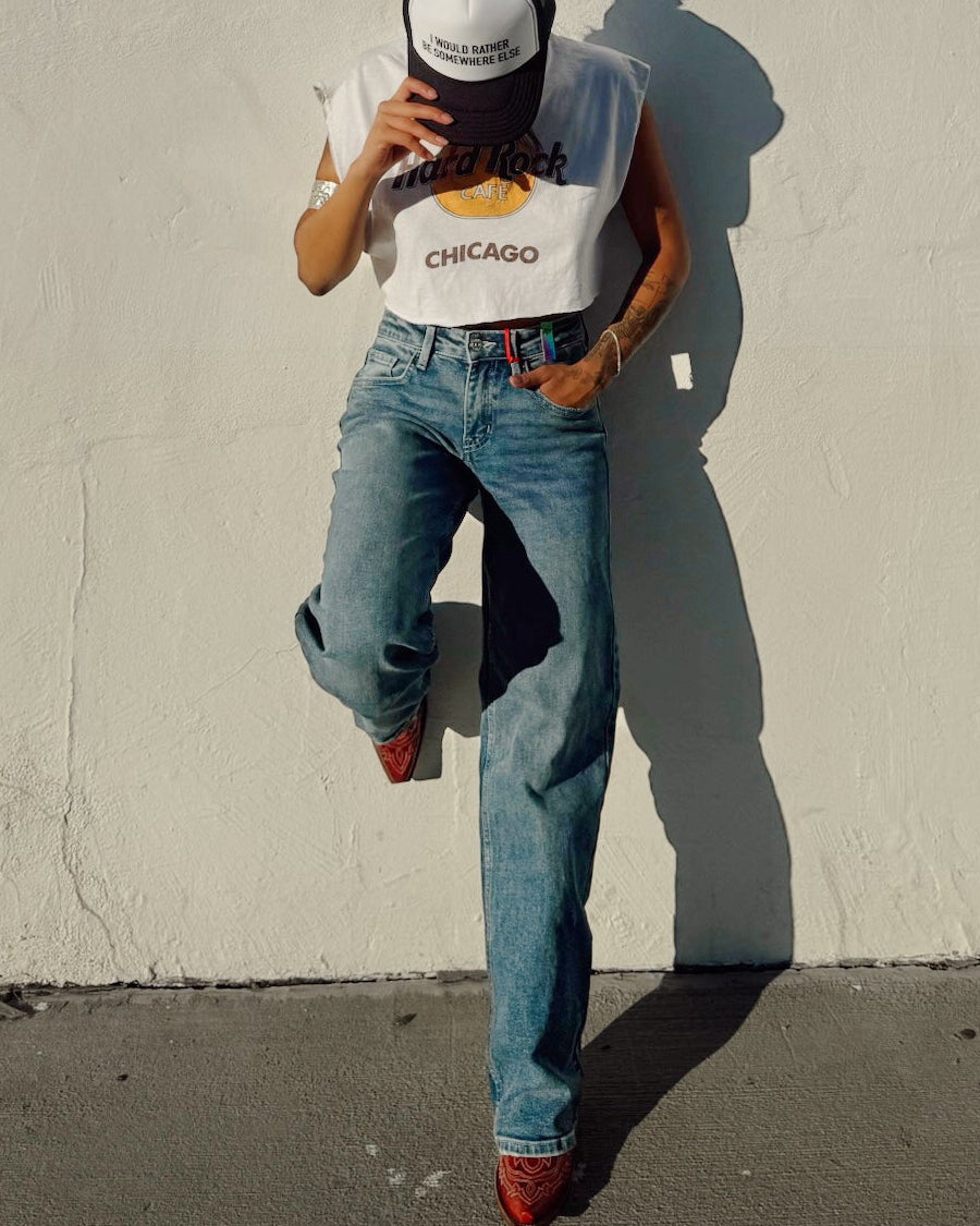 Classic Straight Leg Jeans - Burnout