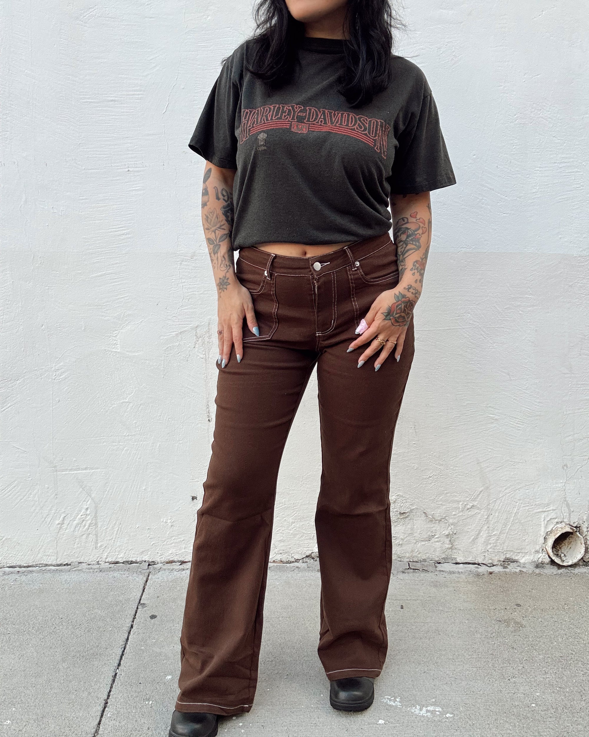 Contrast Thread Bootcut Jeans