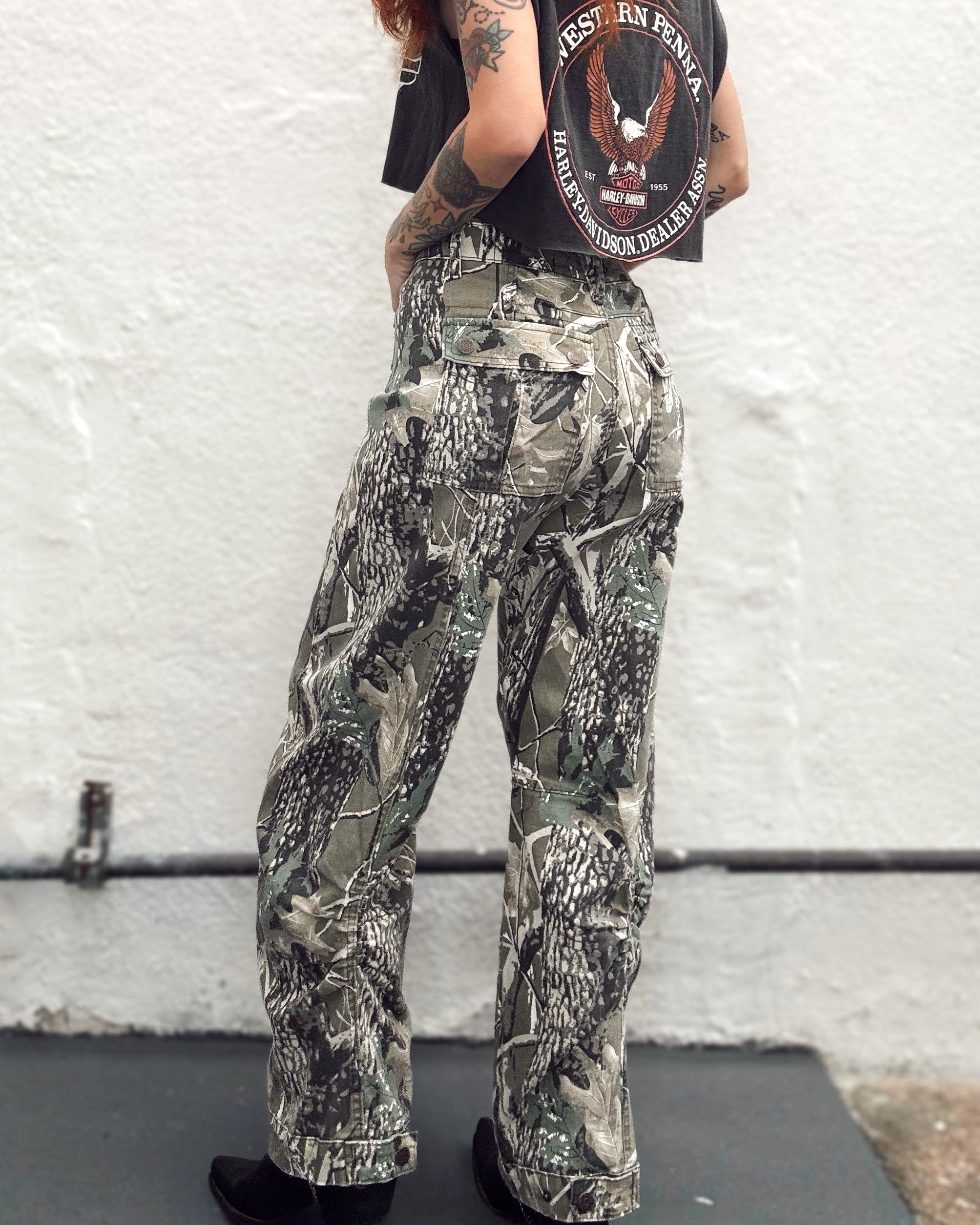Tree Camo Barrel Jeans
