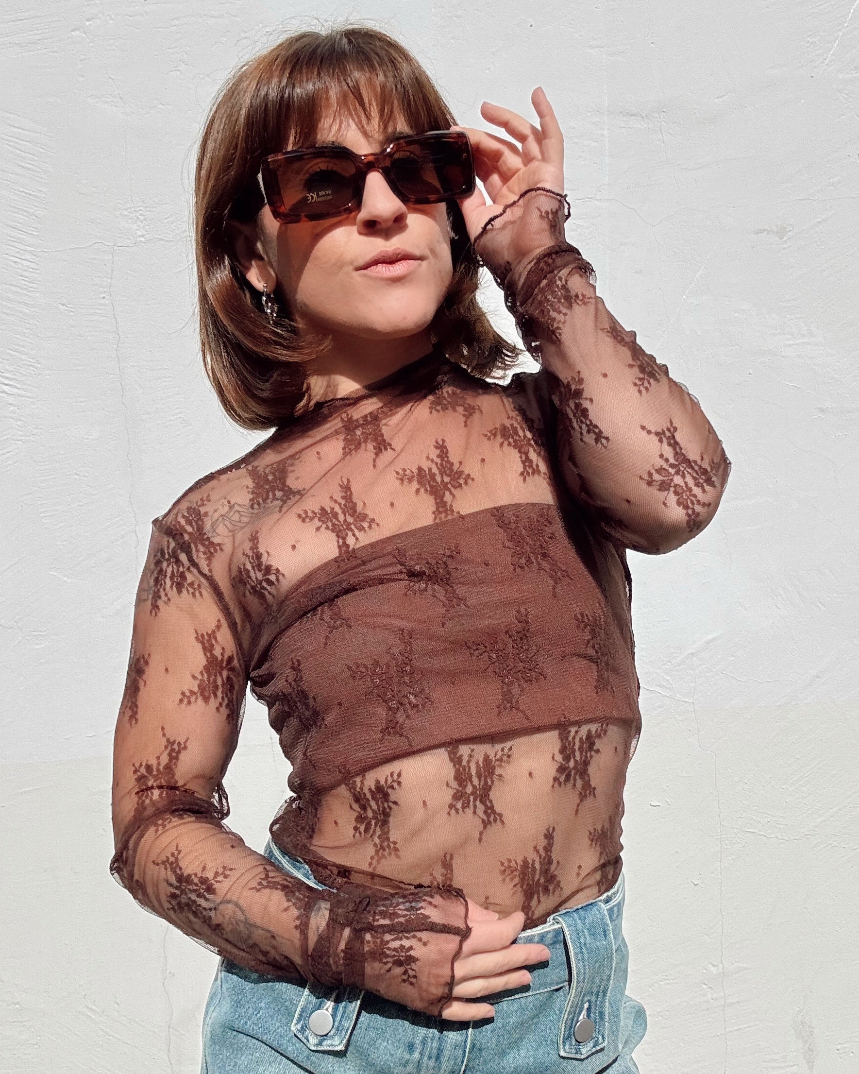 Lace Layering Long Sleeve - Mocha