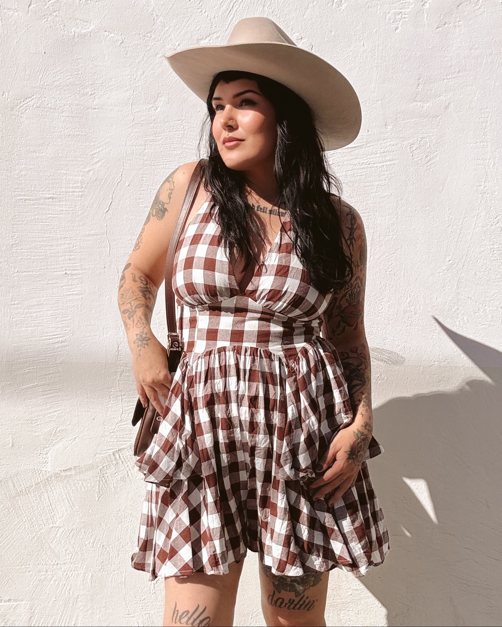 Plaid Ruffle Peplum Halter Romper