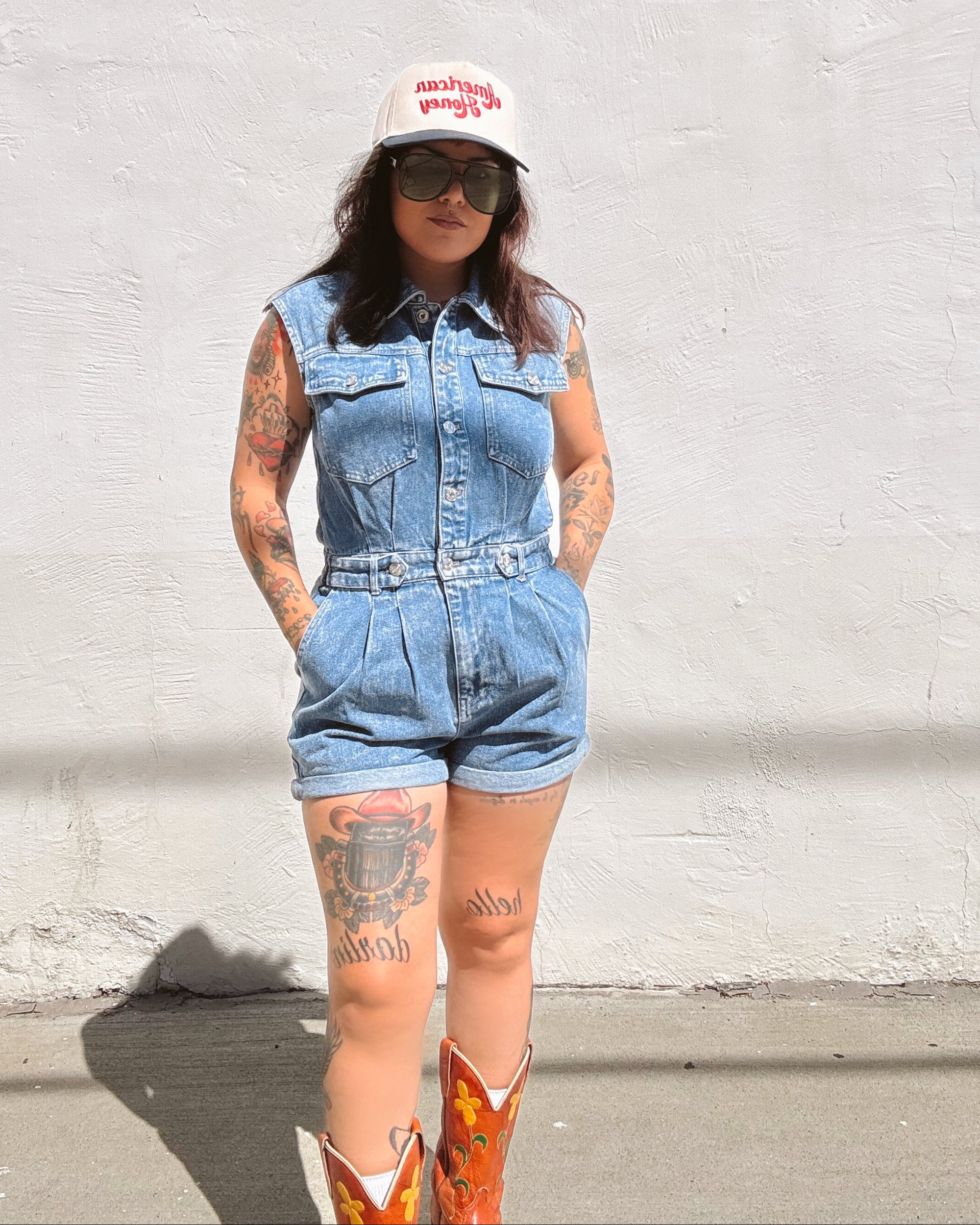 Button Down Denim Romper