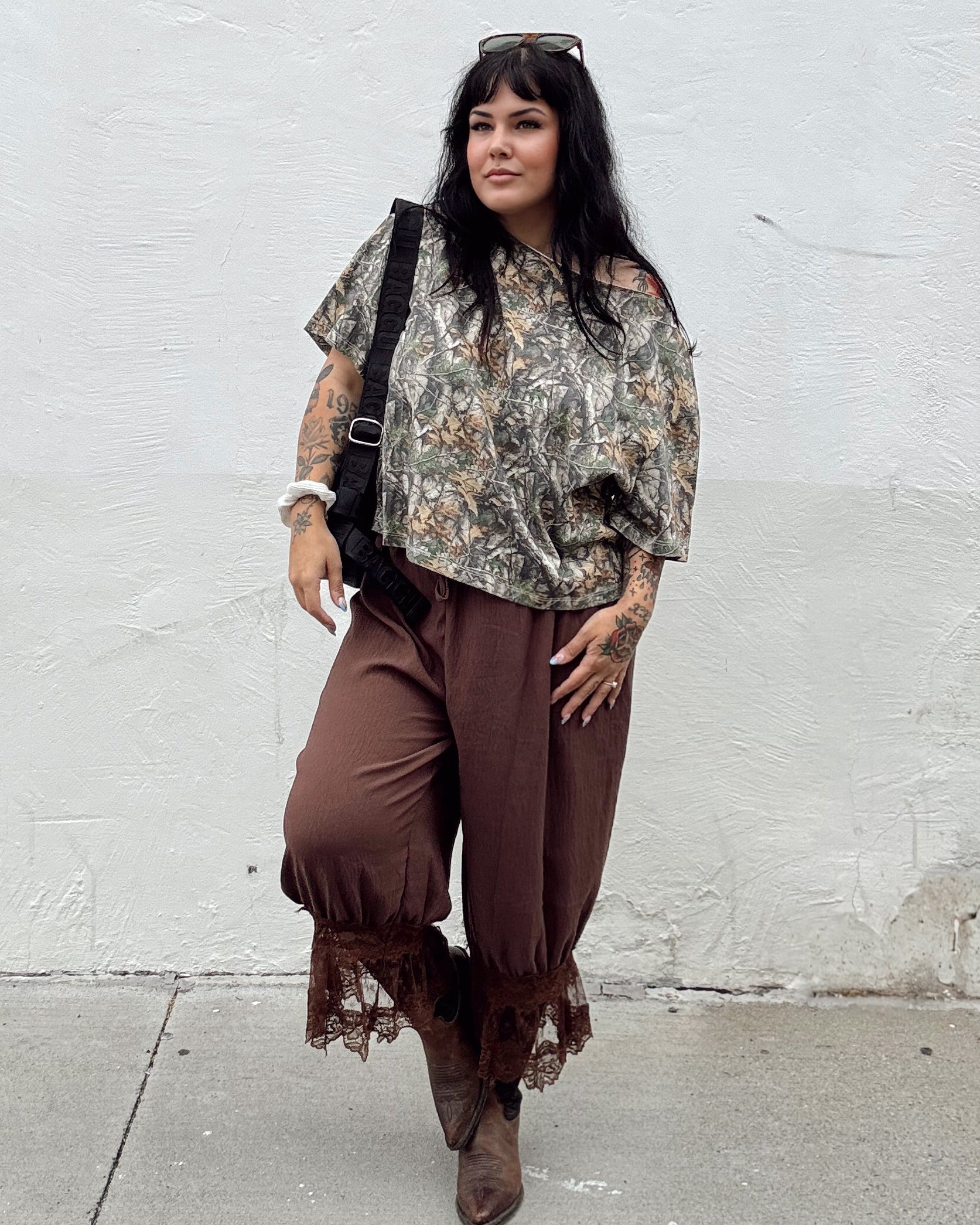 Tree Camo Off Shoulder Tee