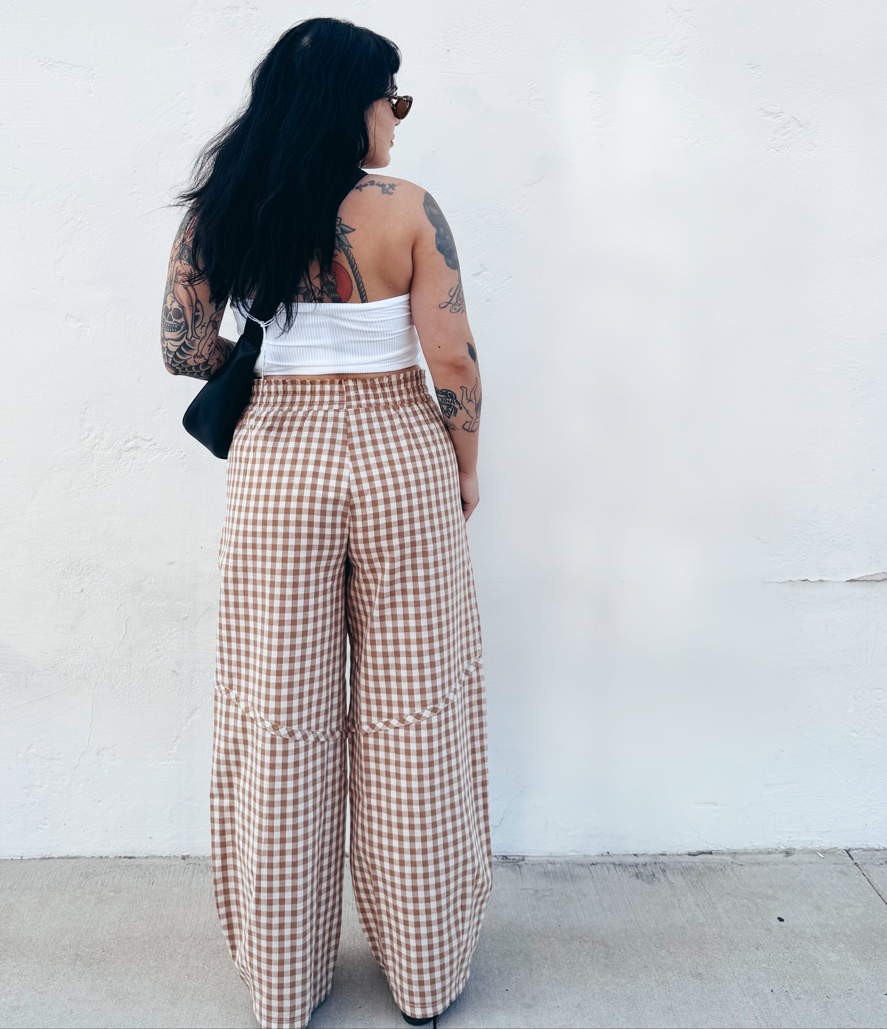 Gingham Barrel Pants