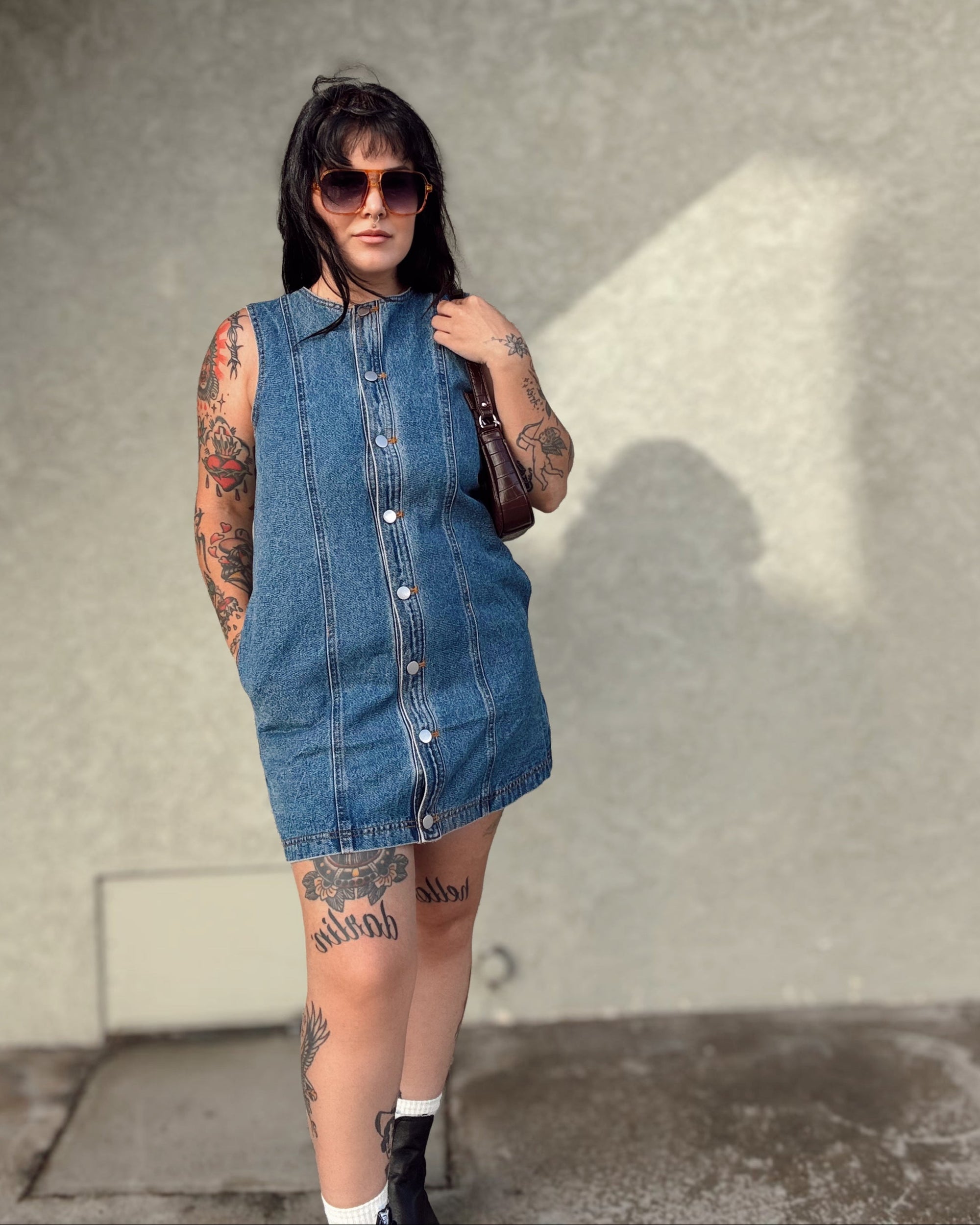 Denim Button Dress