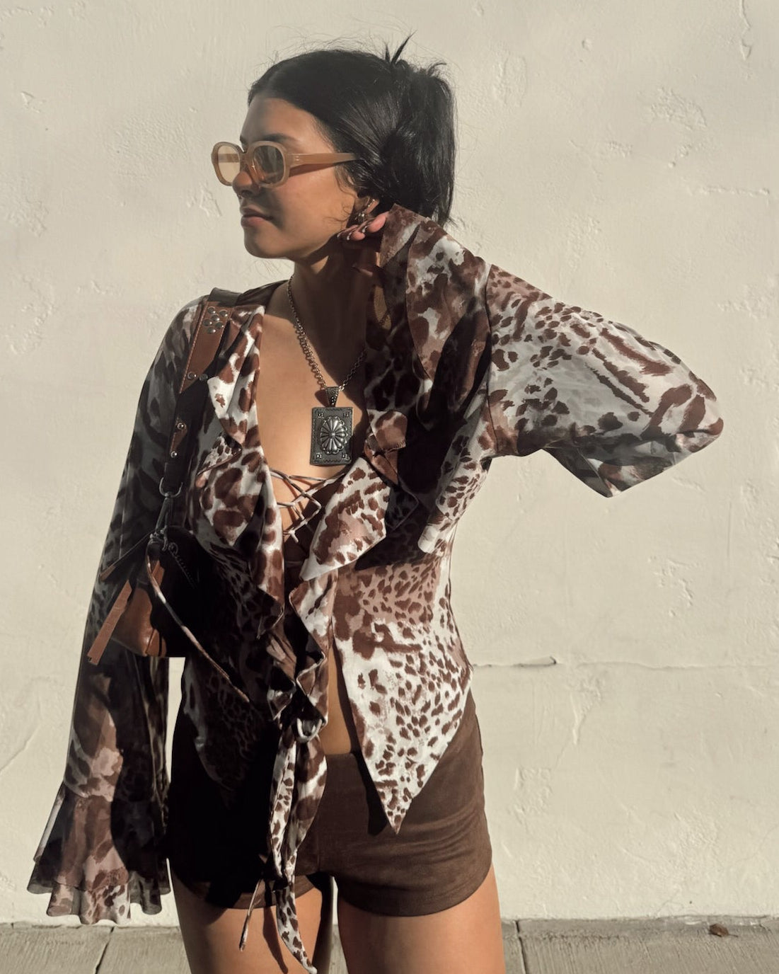 Leopard Ruffle Long Sleeve - Burnout