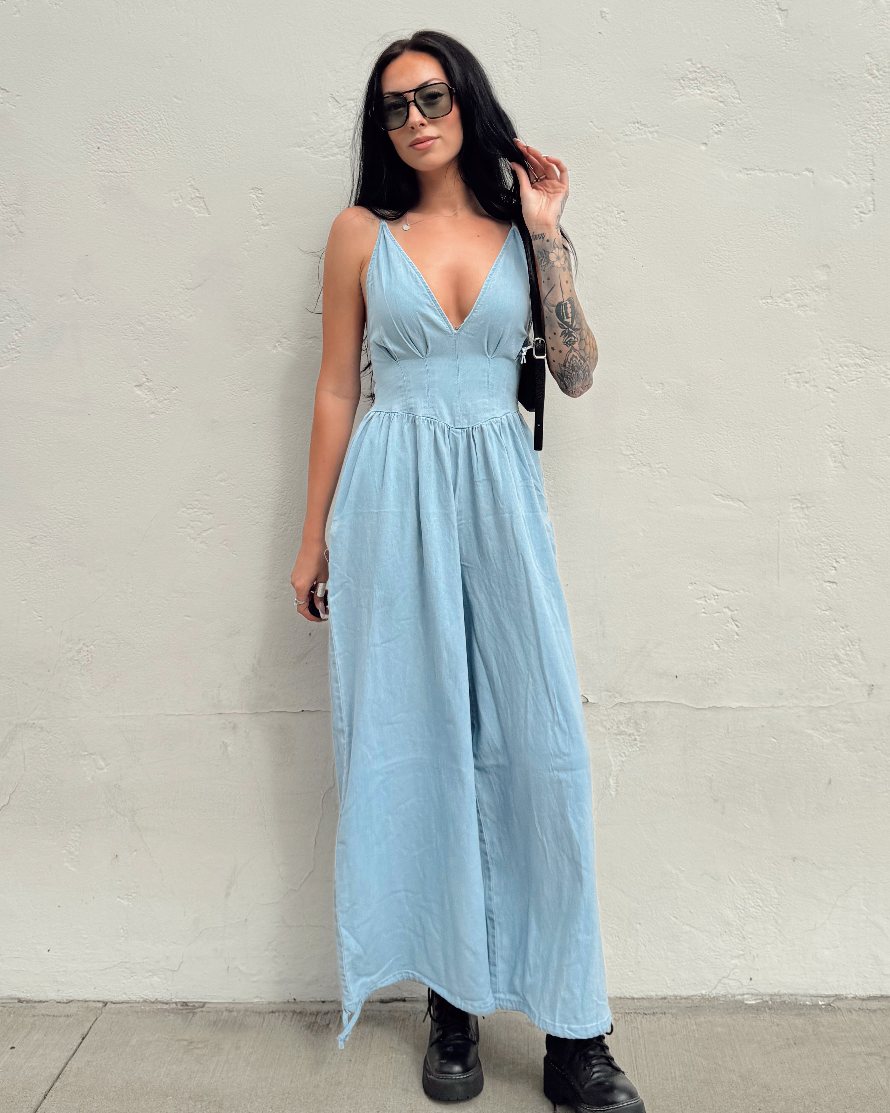 Denim Corset Top Jumpsuit