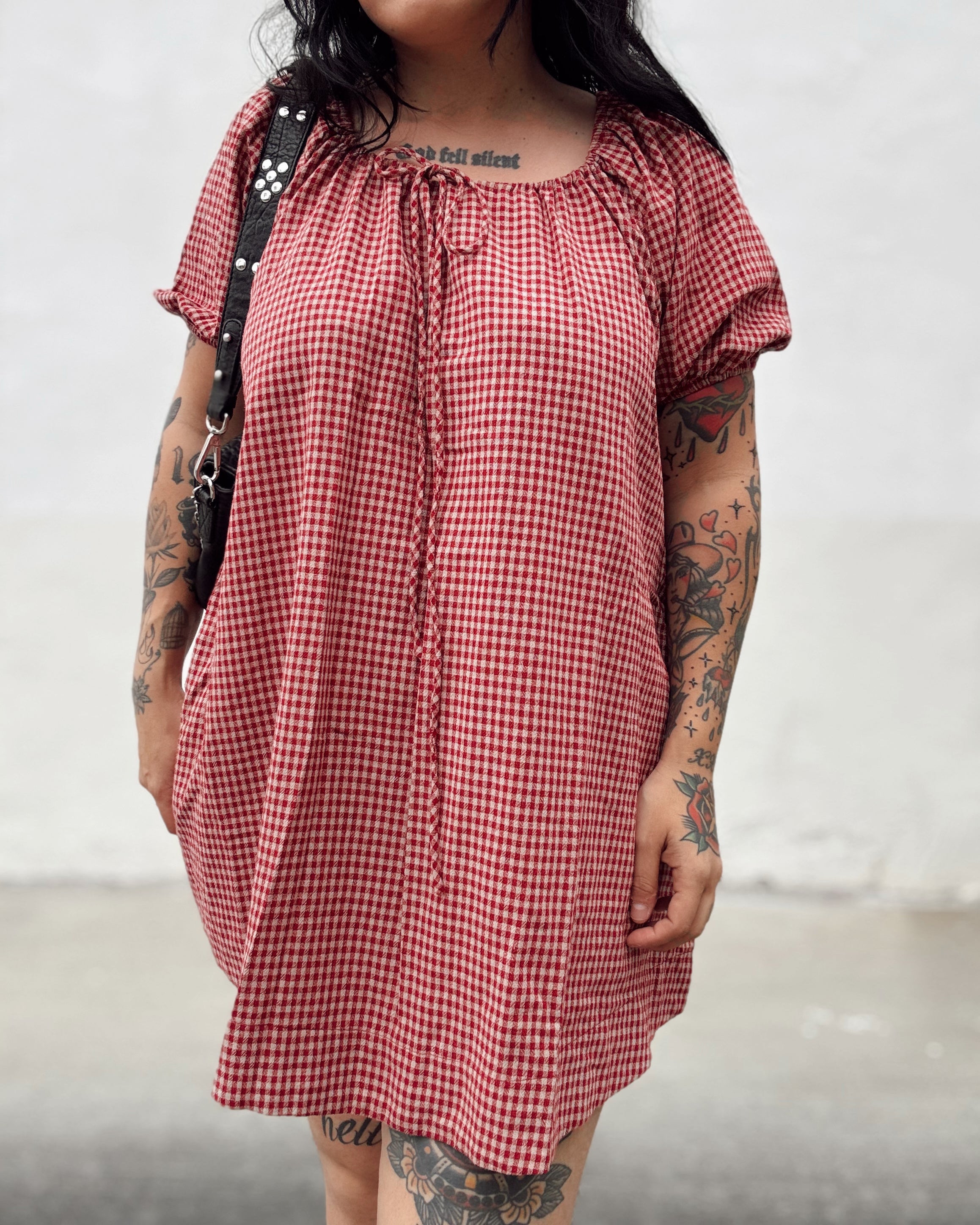 Gingham Puff Sleeve Mini Dress