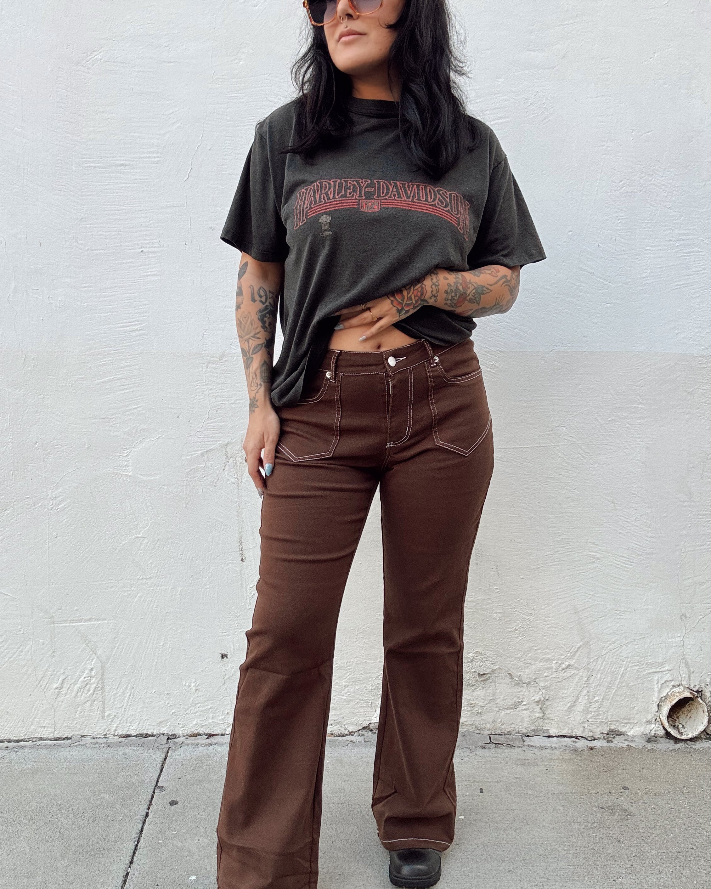 Contrast Thread Bootcut Jeans