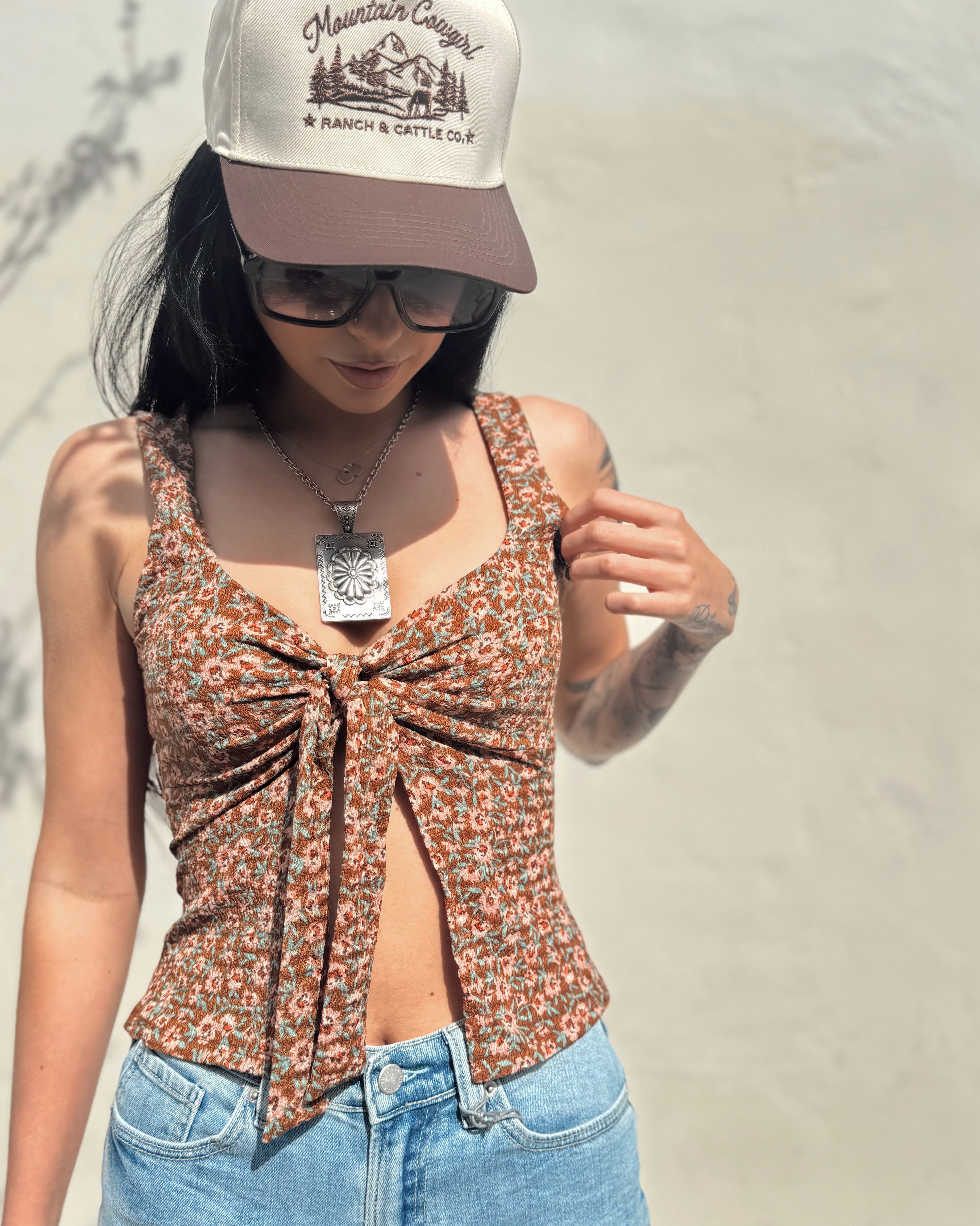 Daisy Canyon Tie Front Top