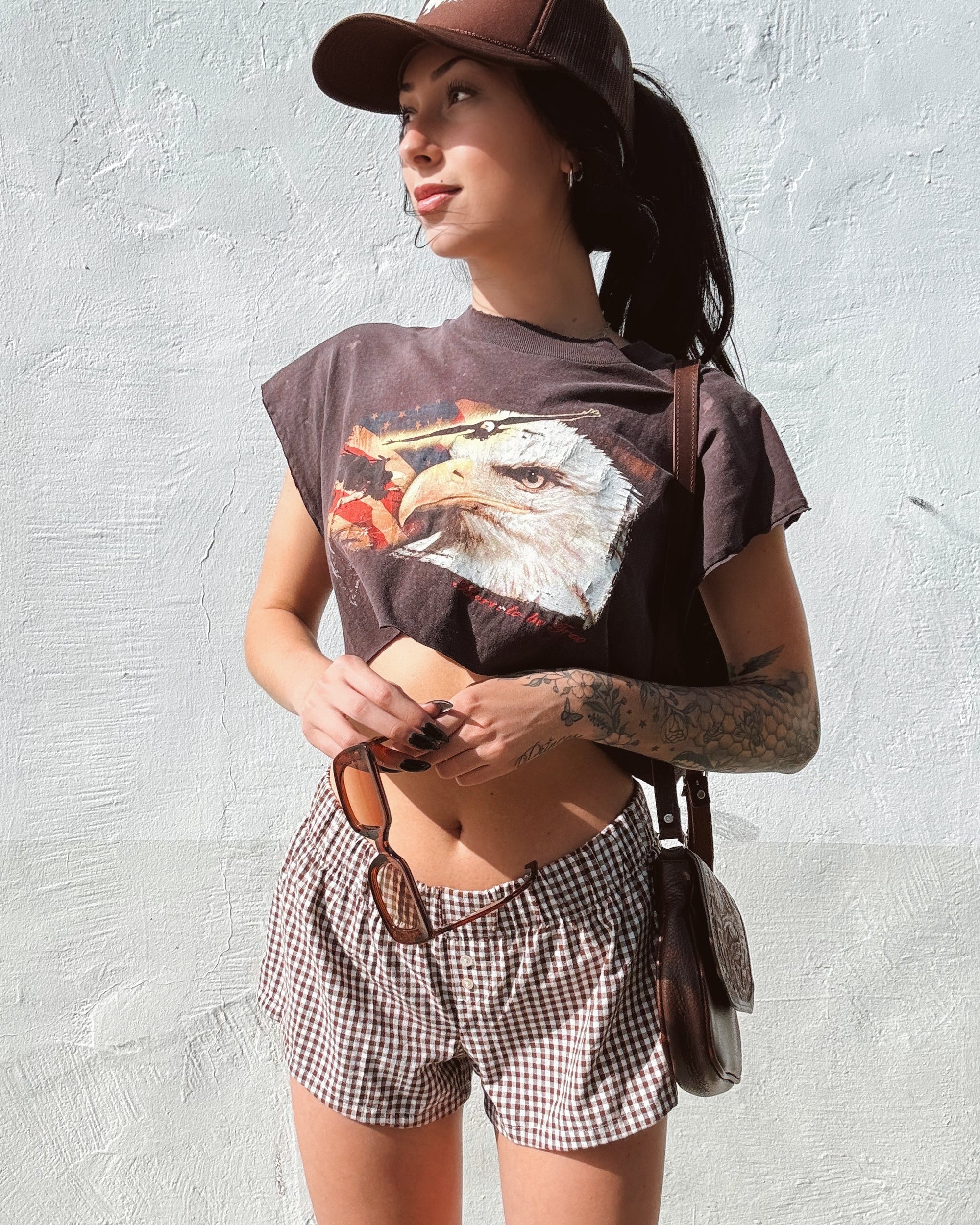 Gingham Boxer Shorts - Mocha