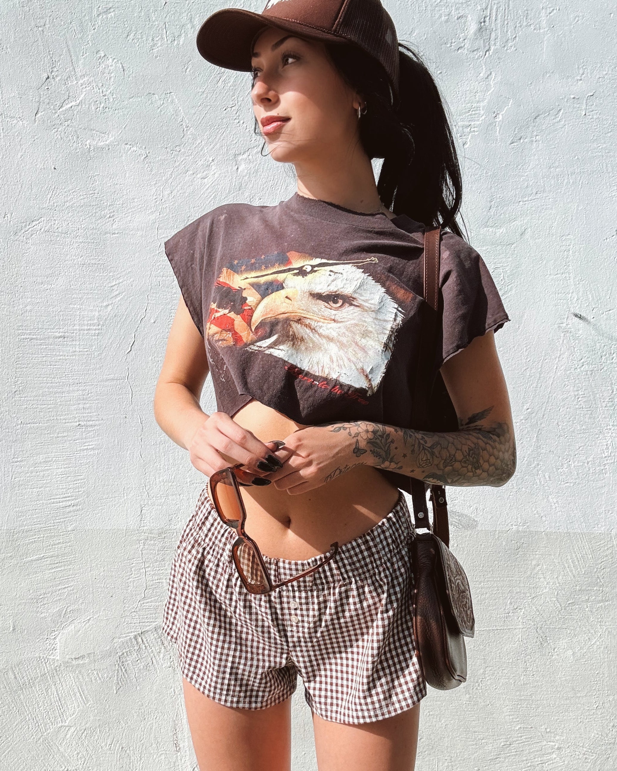 Gingham Boxer Shorts - Mocha
