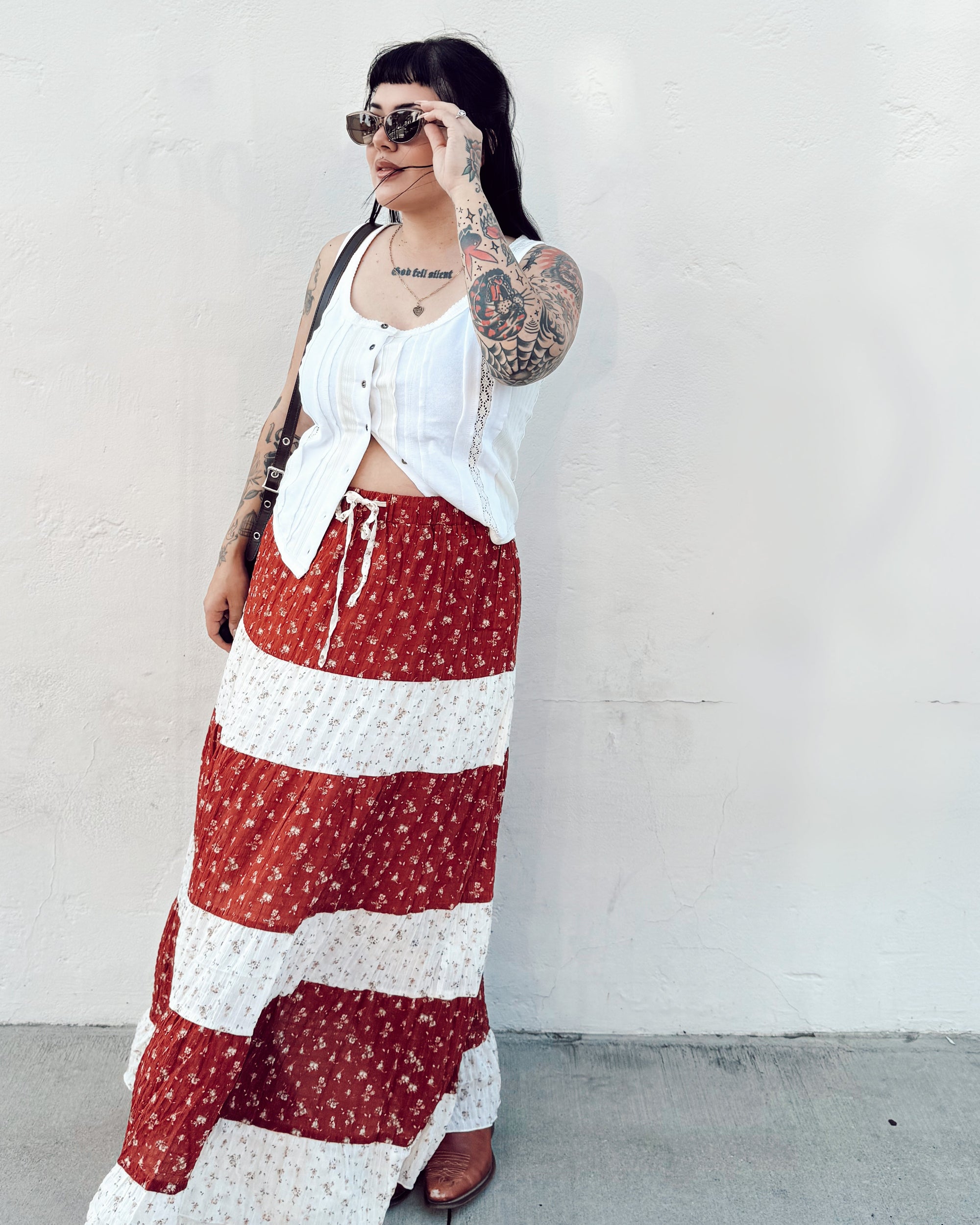 Tiered Floral Maxi Skirt