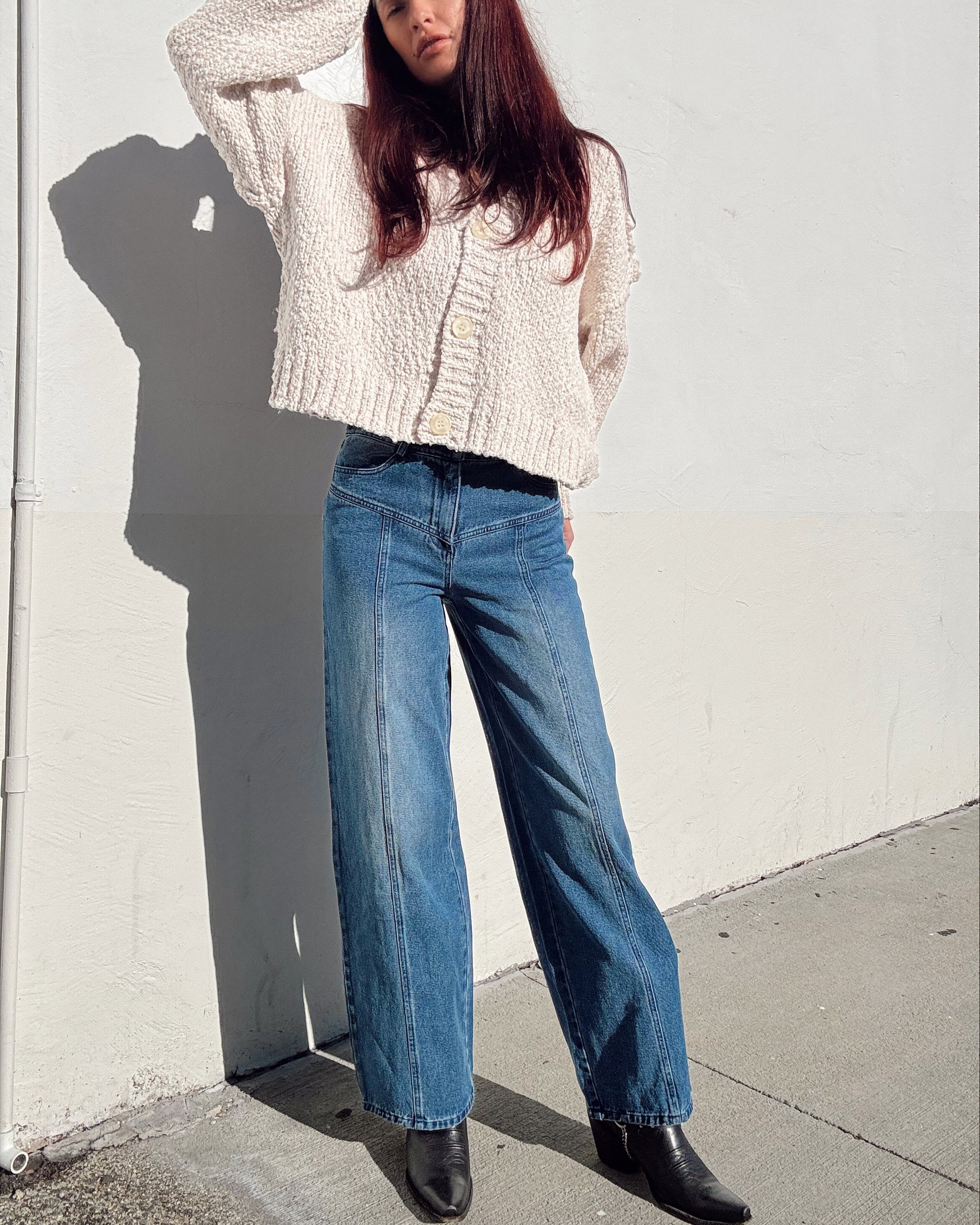 Wide Leg Western Yoke Jeans