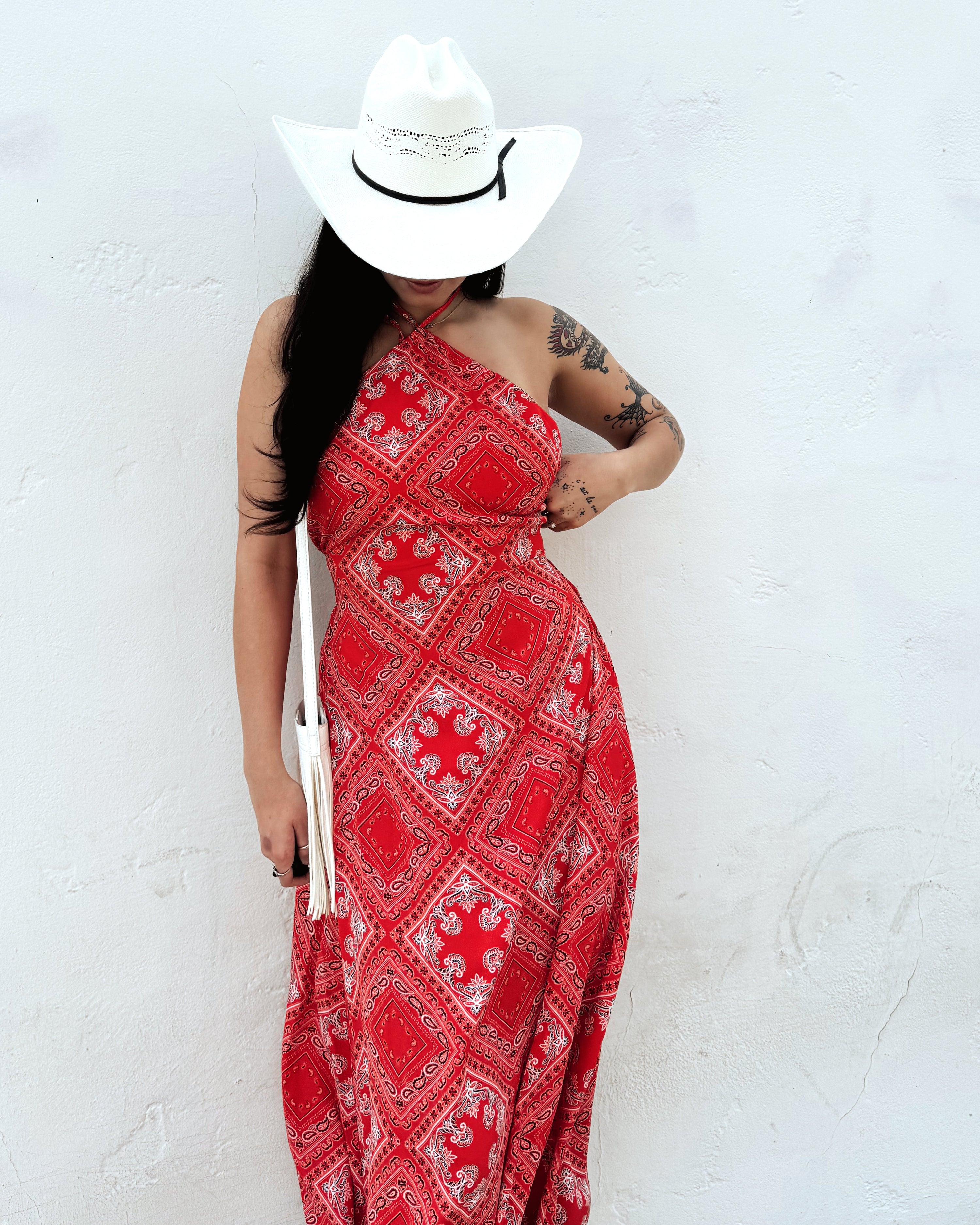 Bandana Print Midi Dress