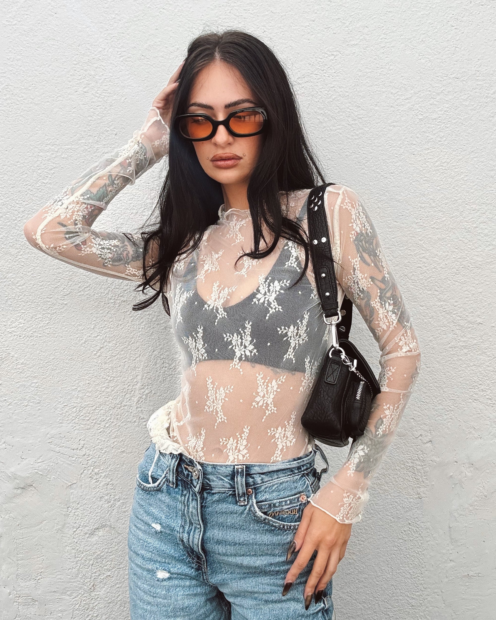 Lace Layering Long Sleeve - Cream