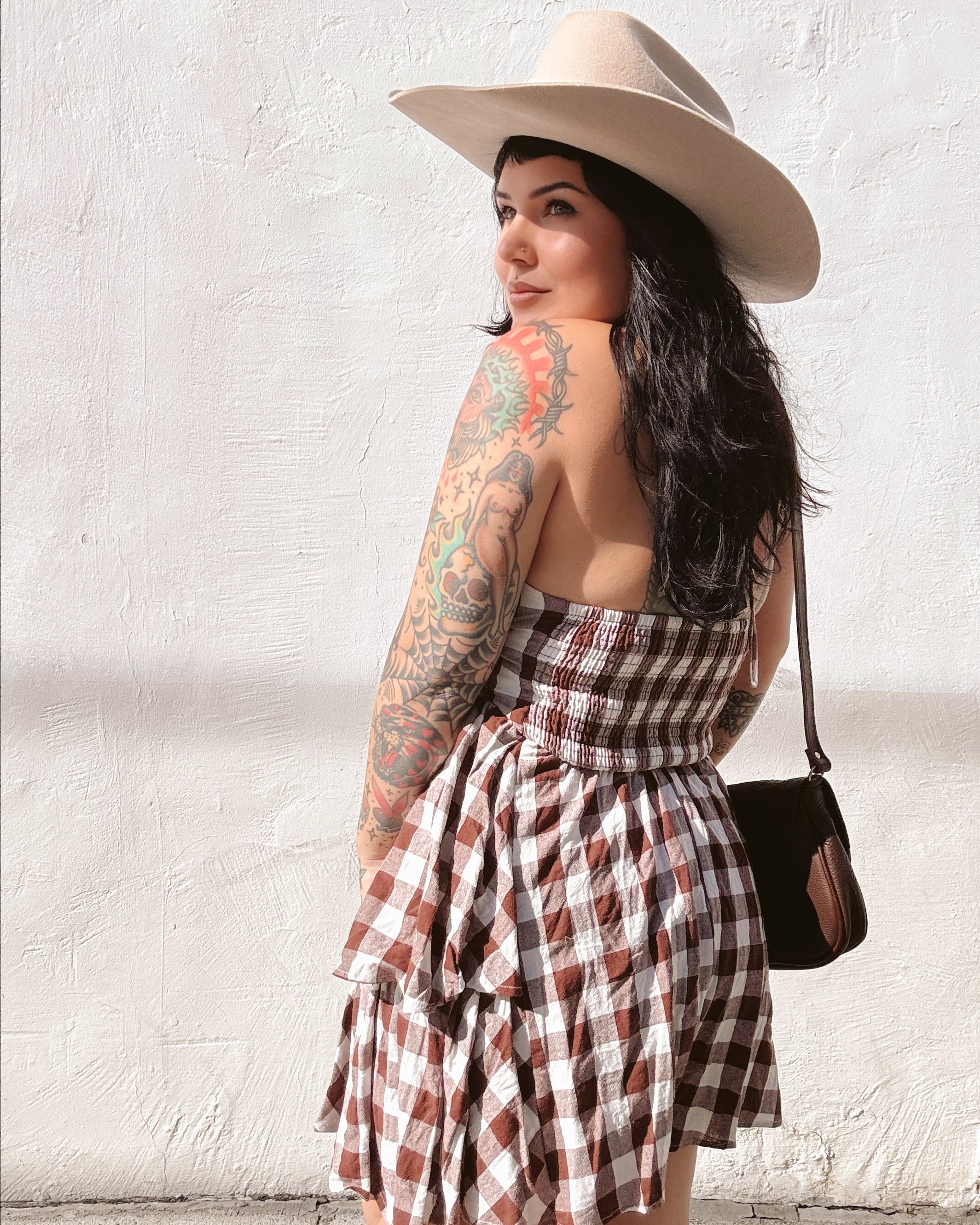 Plaid Ruffle Peplum Halter Romper