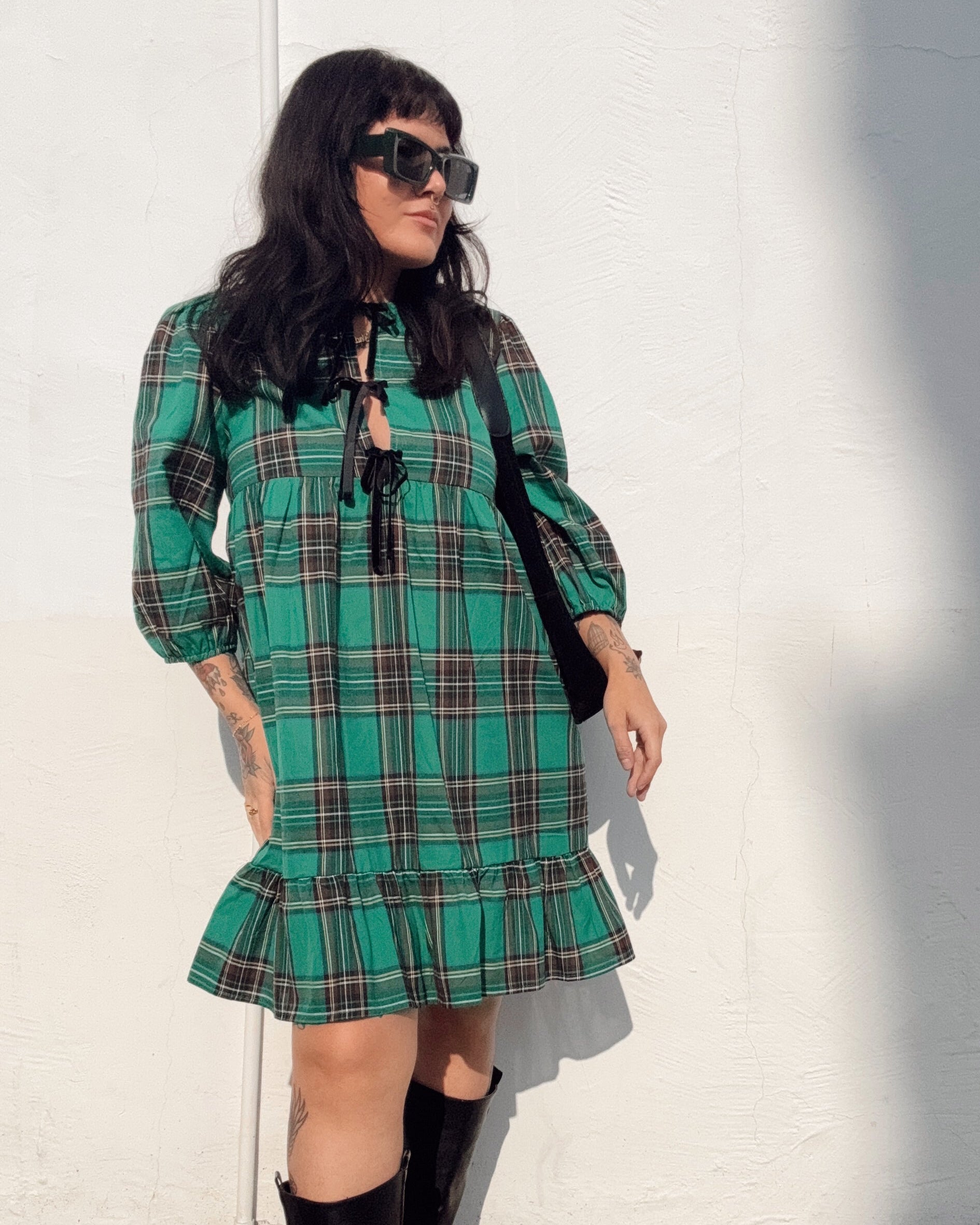 Holiday Plaid Babydoll Dress