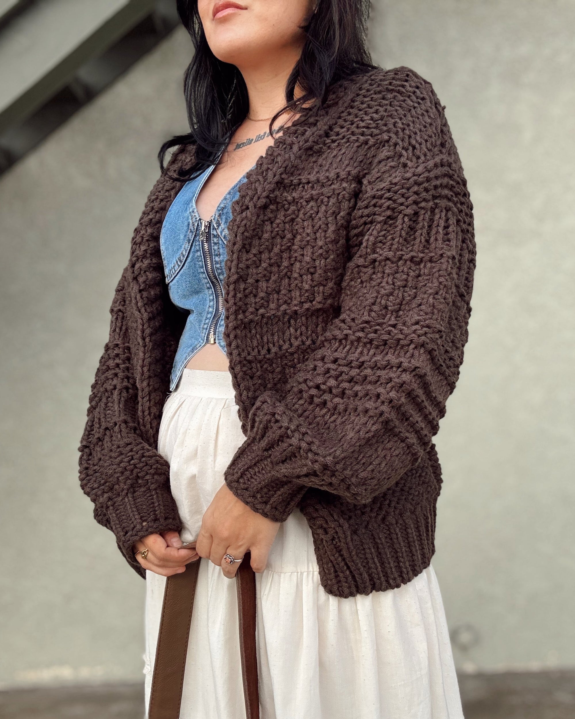 Chunky Knit Cardigan - Mocha