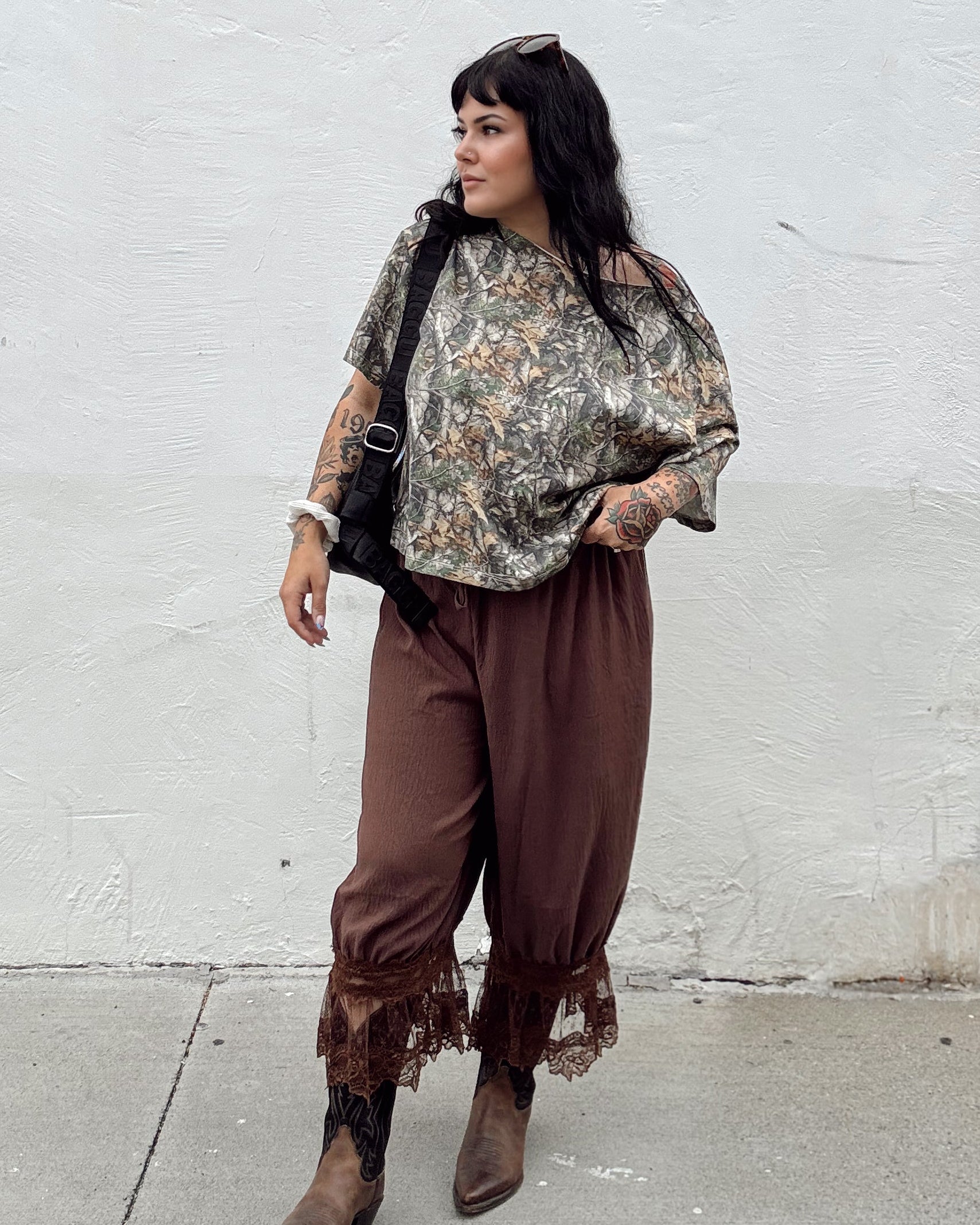 Tree Camo Off Shoulder Tee