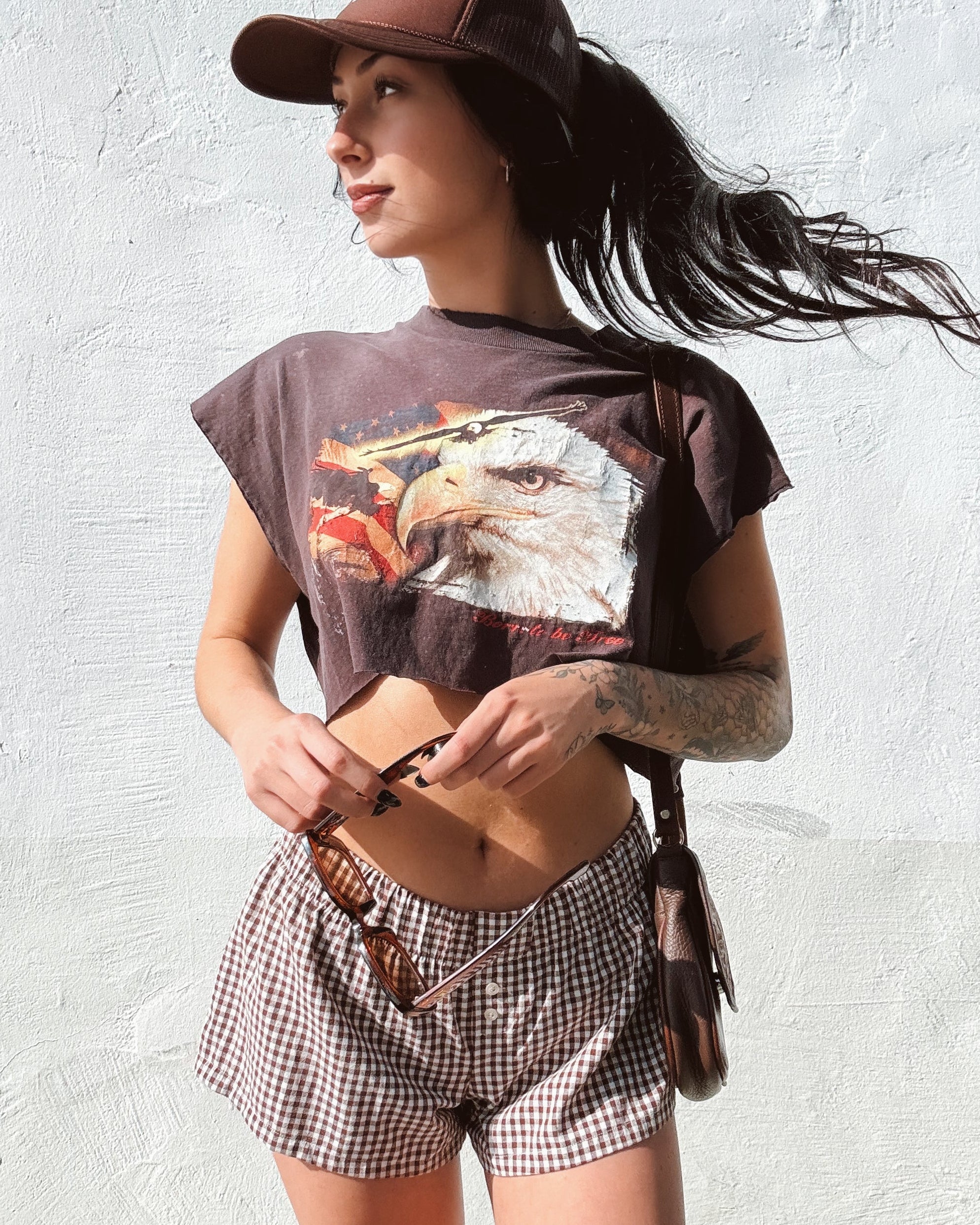 Gingham Boxer Shorts - Mocha