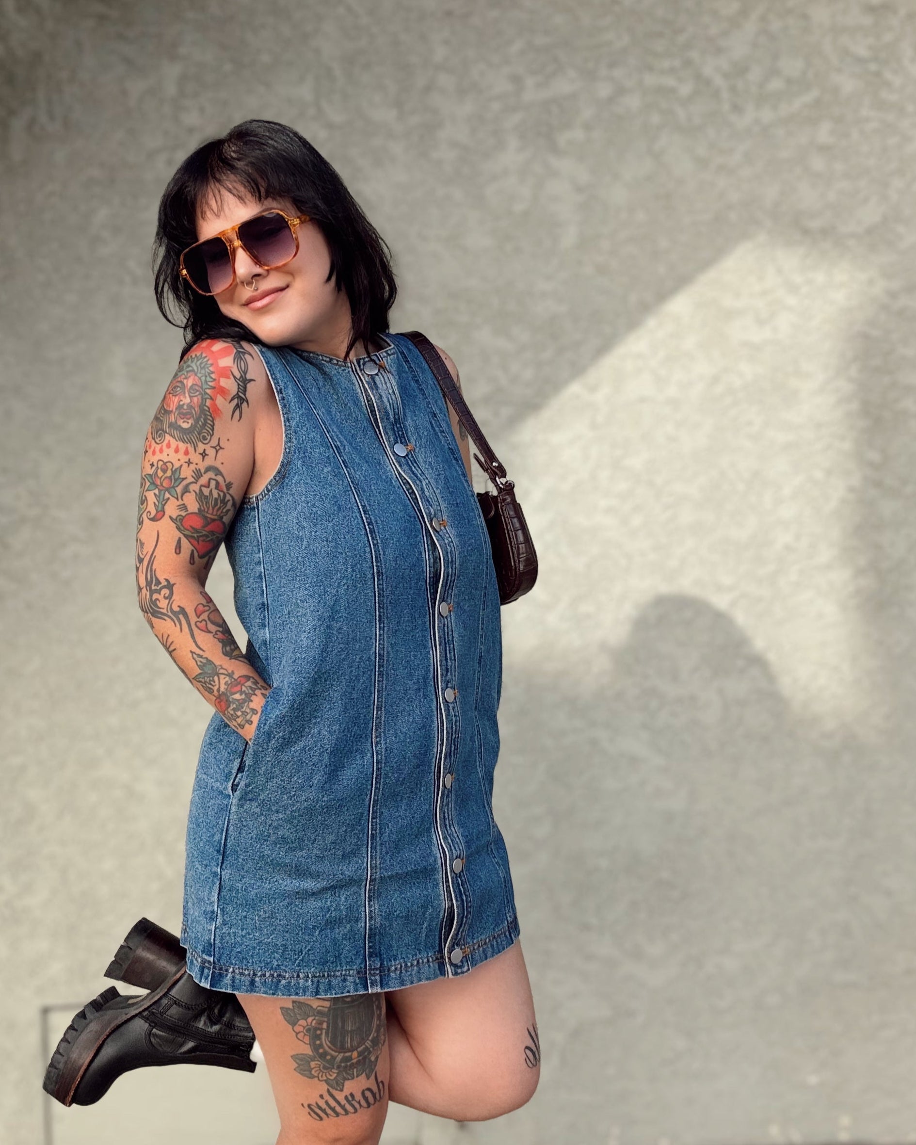 Denim Button Dress